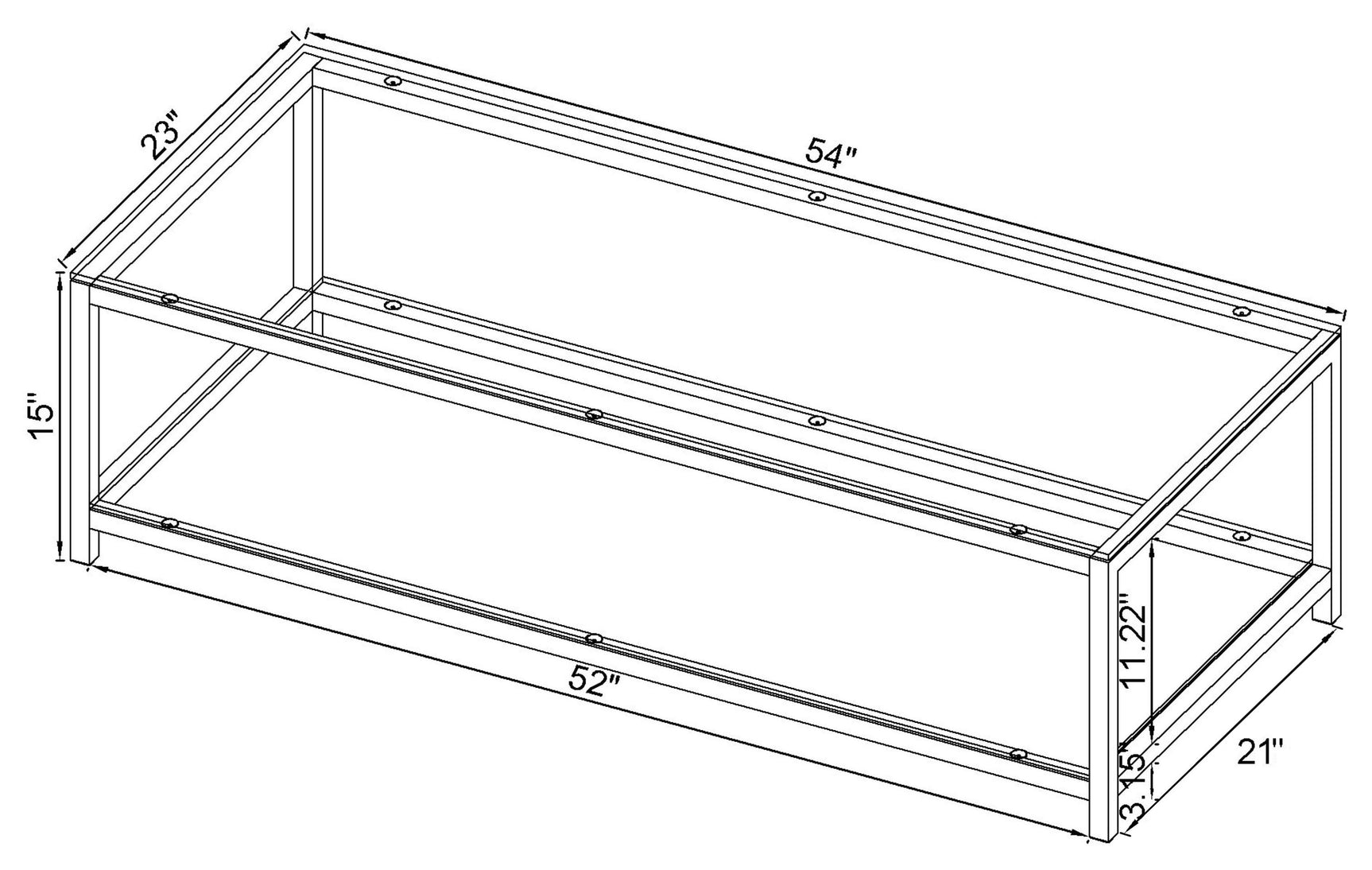 Trini 1-shelf Glass Top Coffee Table Black Nickel - Tampa Furniture Outlet
