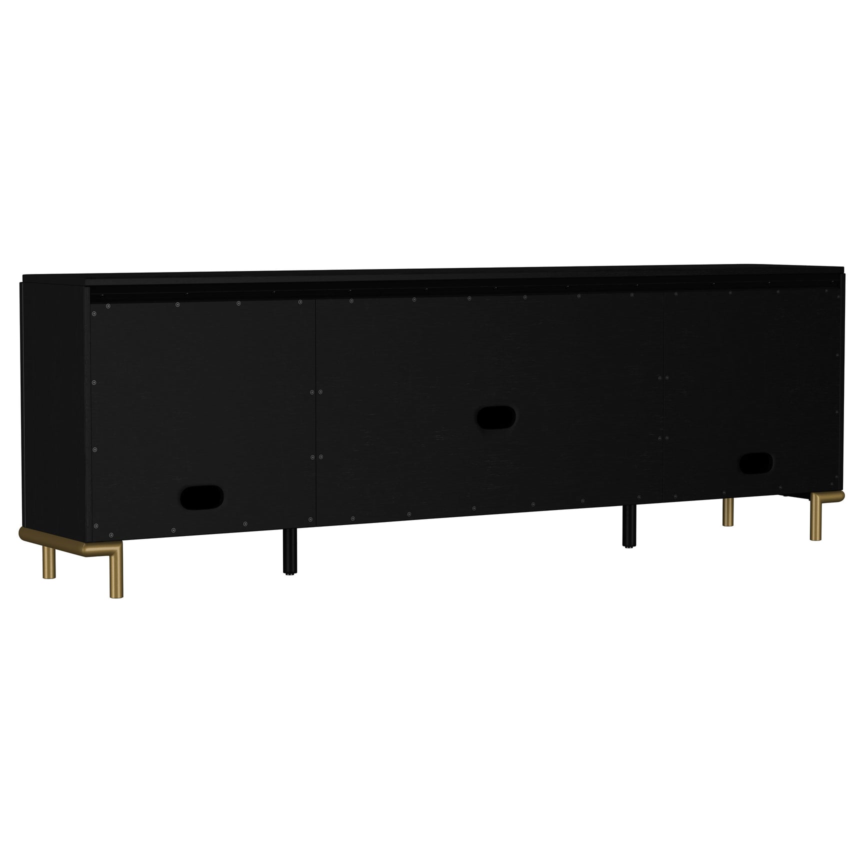 Arini Rattan Cane 2-door TV Stand Media Console Black - Tampa Furniture Outlet