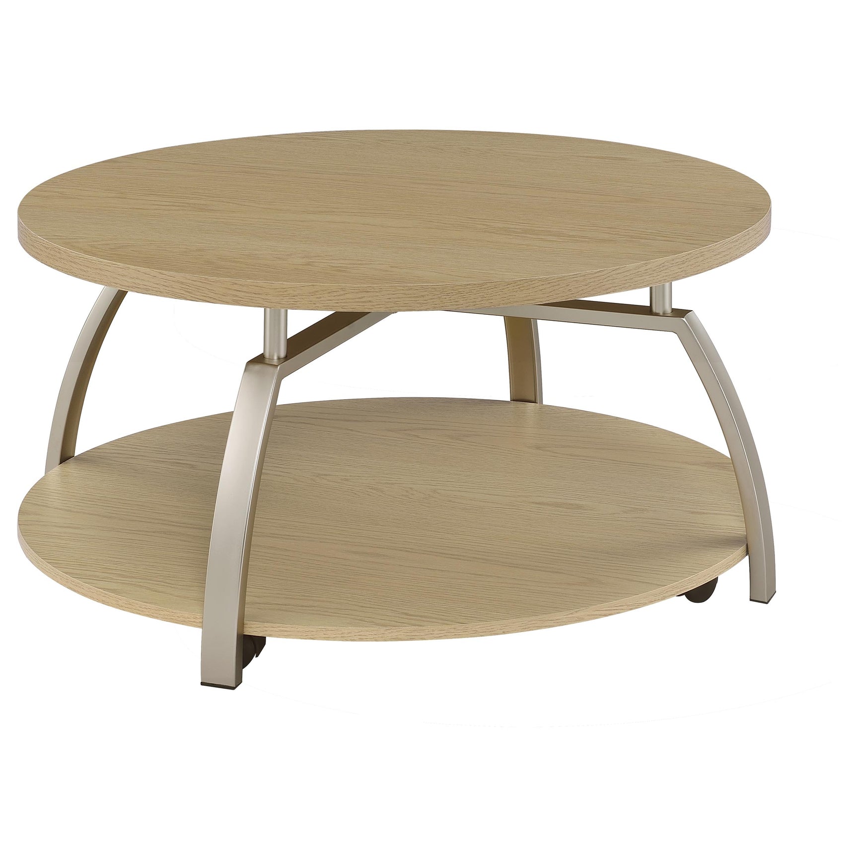 Tampa Furniture Outlet - Coaster - Dacre Round Engineered Wood Top Coffee Table Greige - 720318
