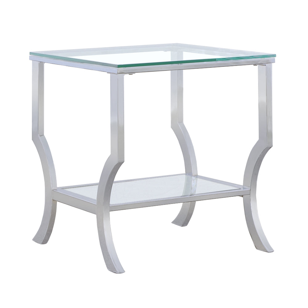 Tampa Furniture Outlet - Coaster - Saide Square Glass Top Side End Table Chrome - 720337