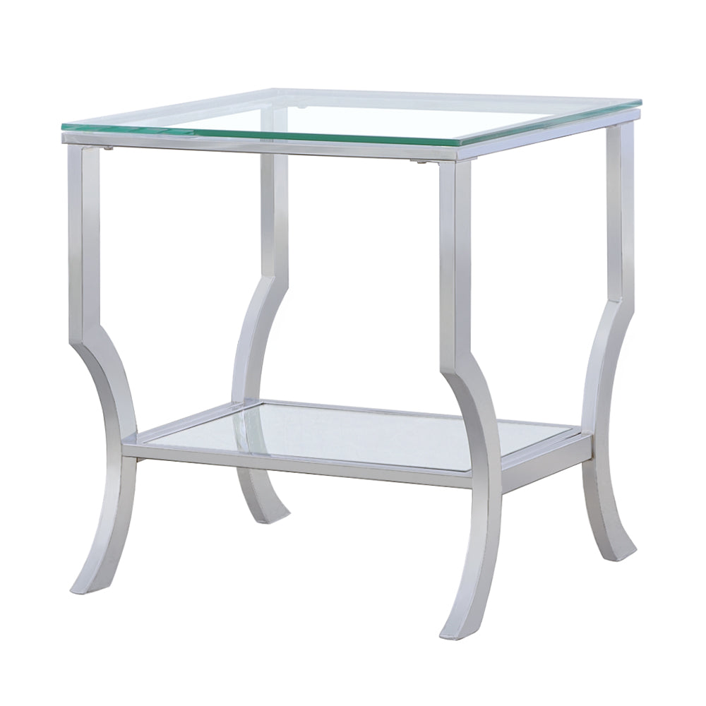 Saide Square Glass Top Side End Table Chrome - Tampa Furniture Outlet