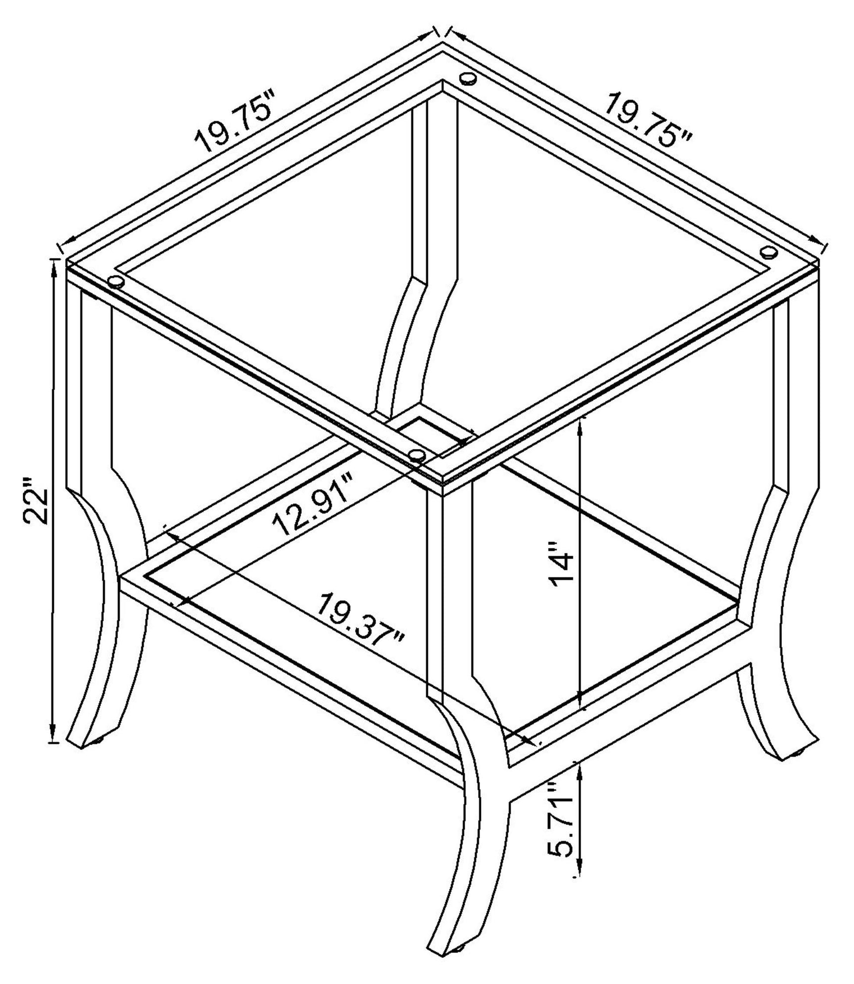 Saide Square Glass Top Side End Table Chrome - Tampa Furniture Outlet