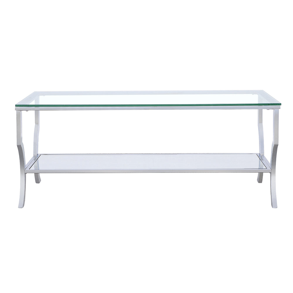 Saide Rectangular Glass Top Coffee Table Chrome - Tampa Furniture Outlet