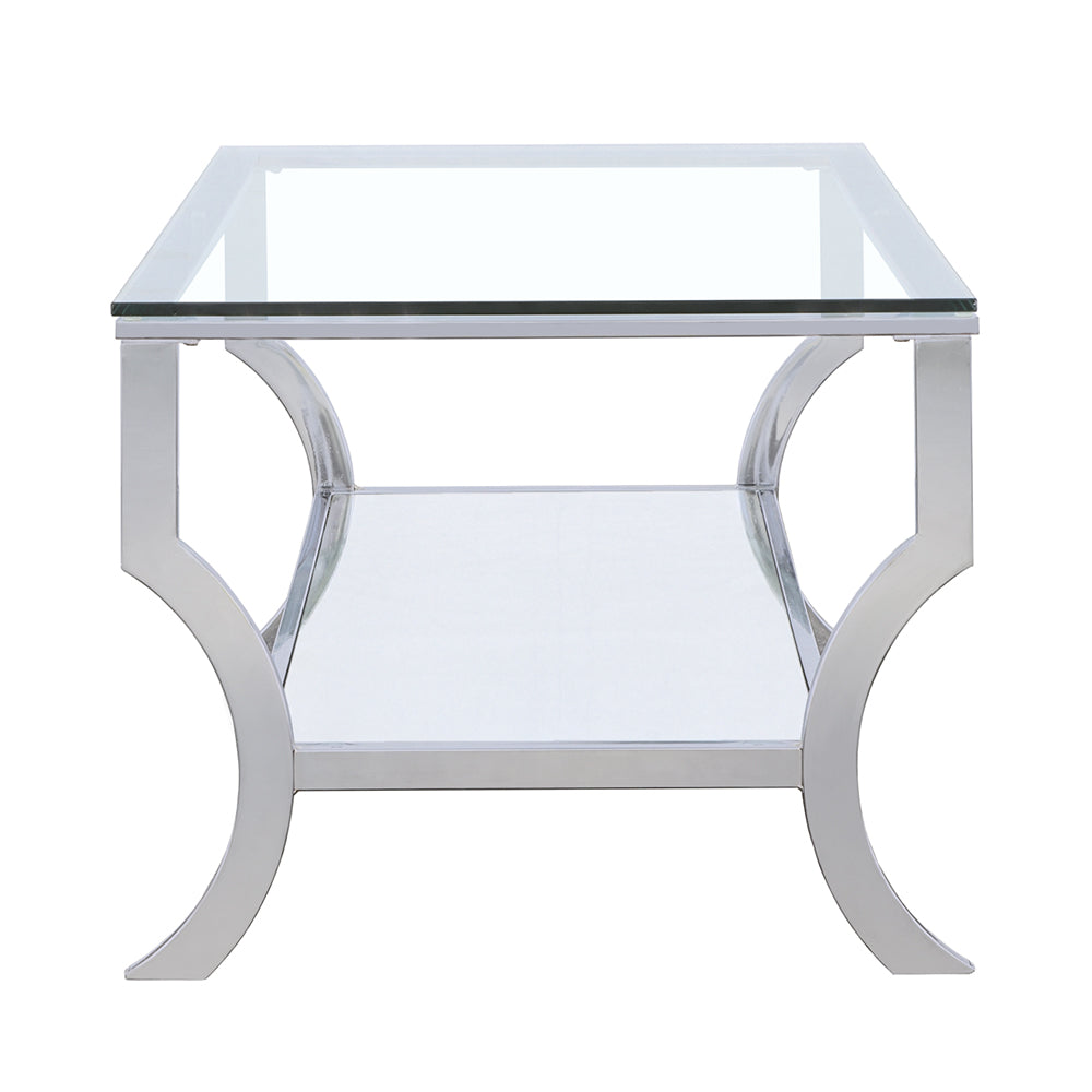 Saide Rectangular Glass Top Coffee Table Chrome - Tampa Furniture Outlet