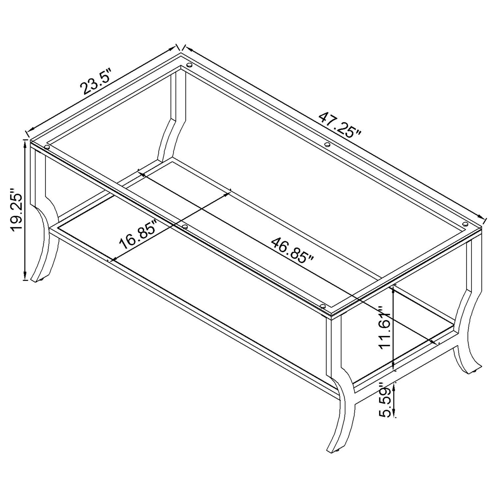 Saide Rectangular Glass Top Coffee Table Chrome - Tampa Furniture Outlet