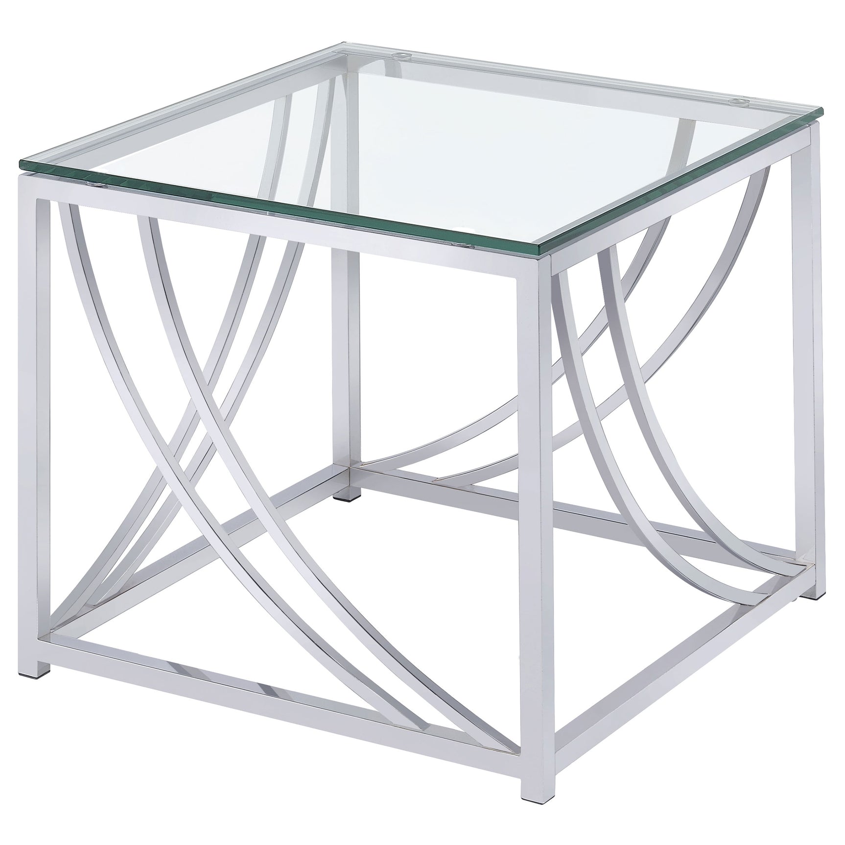 Tampa Furniture Outlet - Coaster - Lille Square Glass Top Side End Table Chrome - 720497