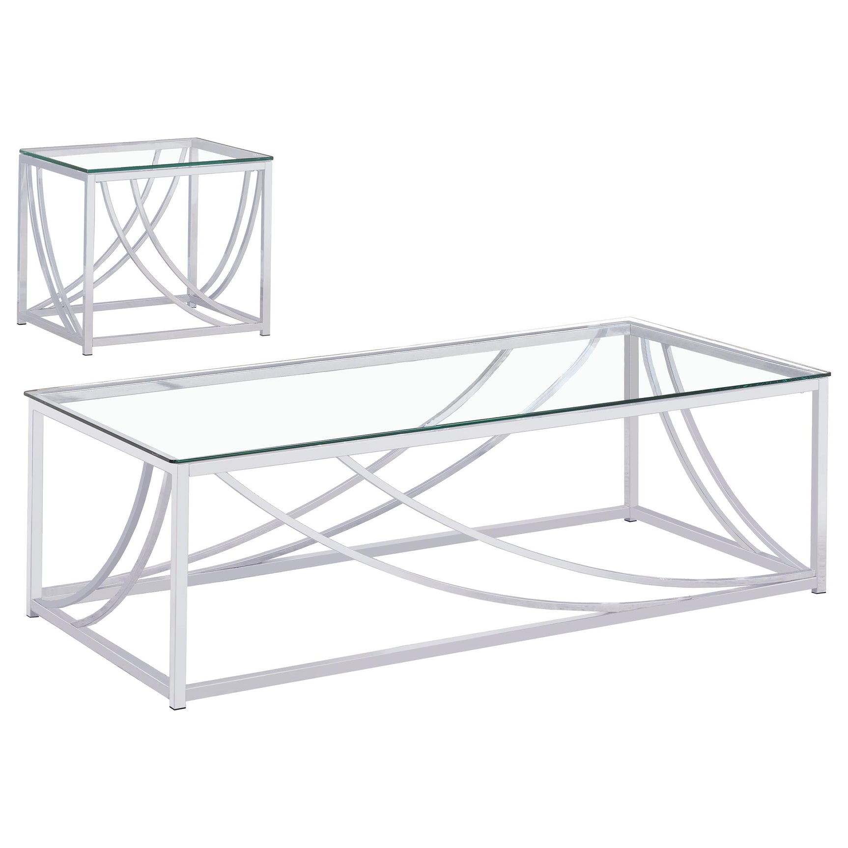 Lille 2-piece Glass Top Coffee And End Table Set Chrome - Tampa Furniture Outlet