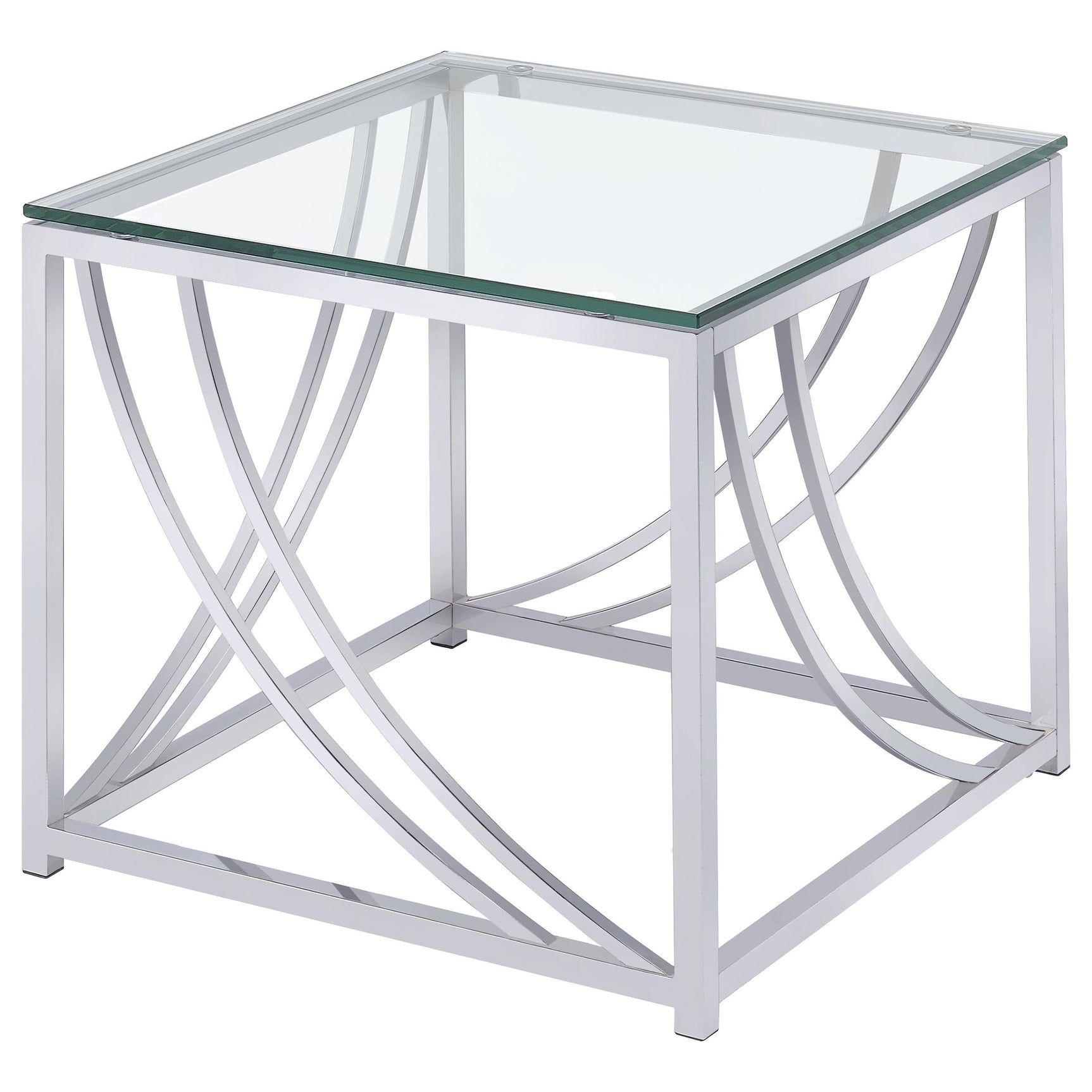 Lille 2-piece Glass Top Coffee And End Table Set Chrome - Tampa Furniture Outlet