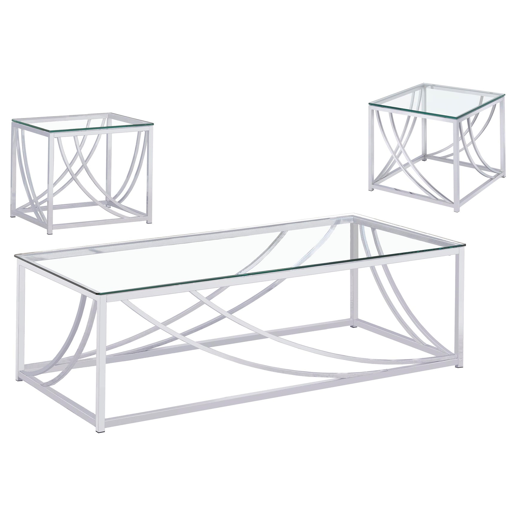 Lille 3-piece Glass Top Coffee And End Table Set Chrome - Tampa Furniture Outlet