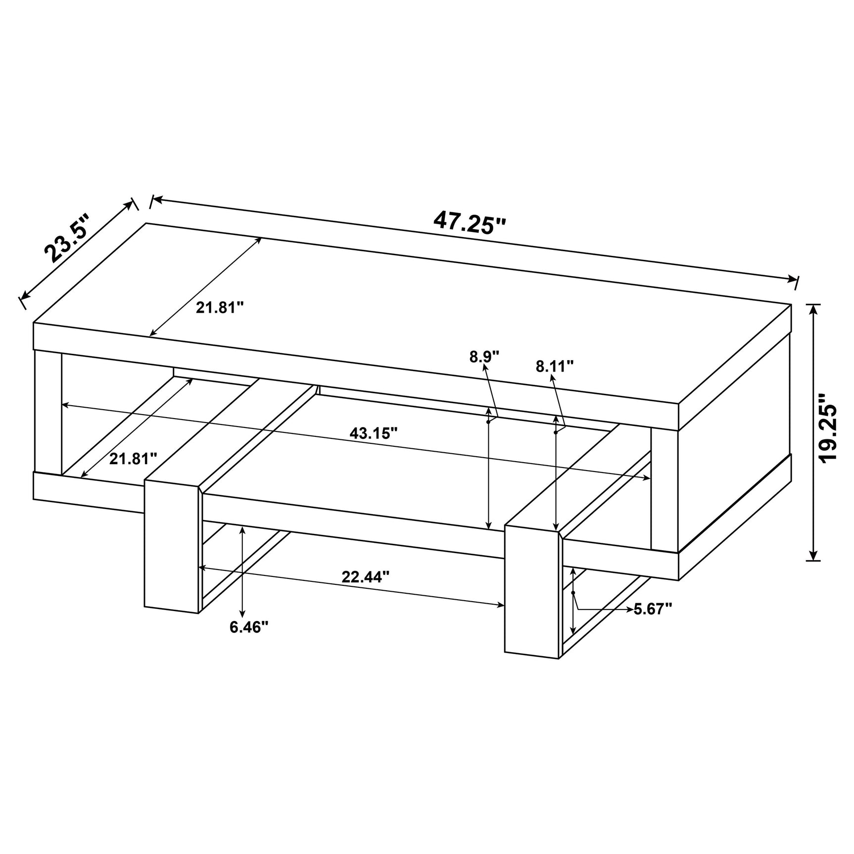 Dinard Engineered Wood Cocktail Coffee Table Grey Driftwood - Tampa Furniture Outlet