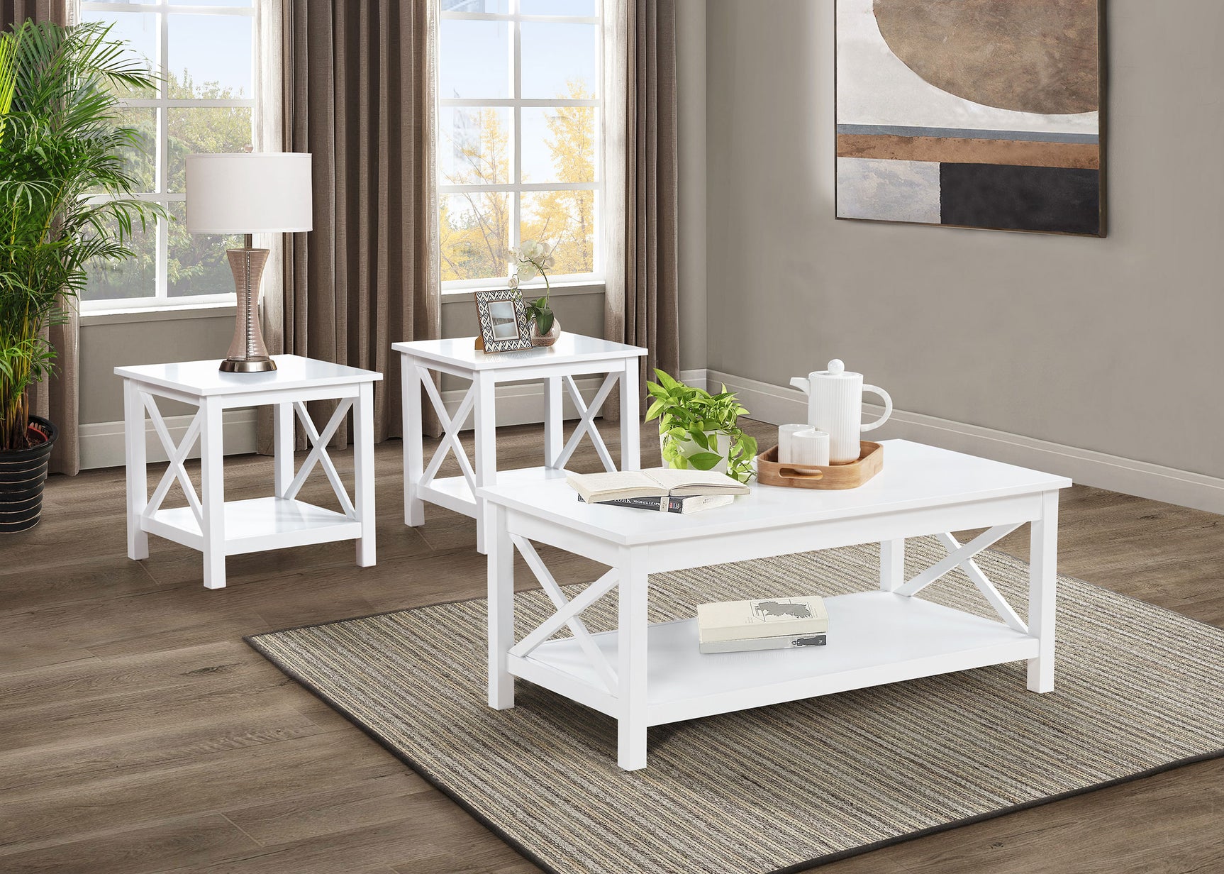 Tampa Furniture Outlet - Coaster - Skyview 3-piece Rectangular Lift Top Coffee Table Set White - 722088-S3