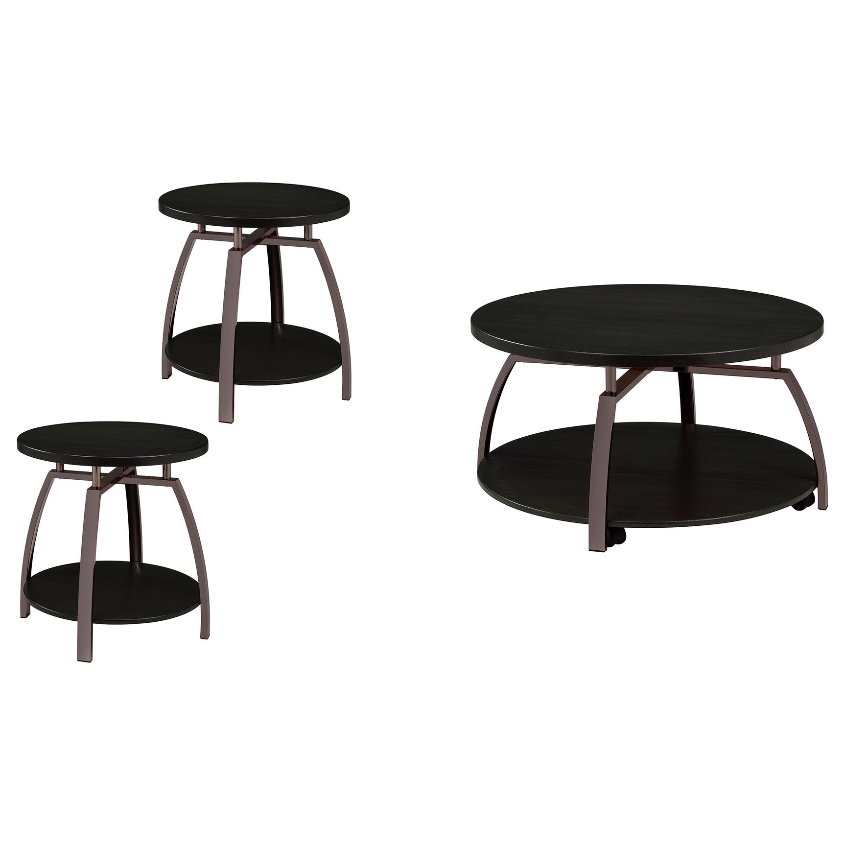 Dacre 3-piece Round Coffee and End Table Set Dark Charcoal - Tampa Furniture Outlet