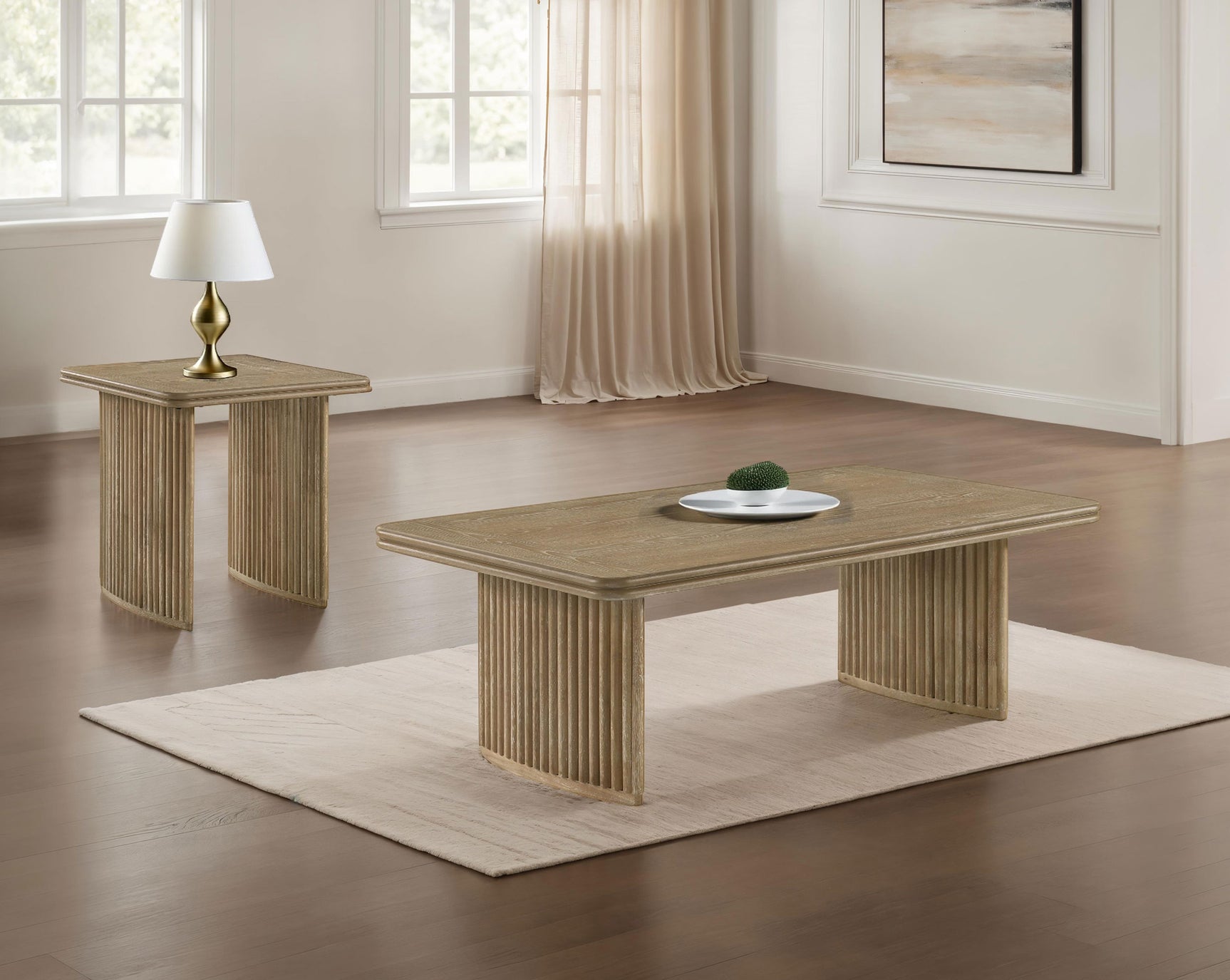 Tampa Furniture Outlet - Coaster - Adina 2-piece Wood Coffee Table Set Distressed Light Brown - 722858-S2