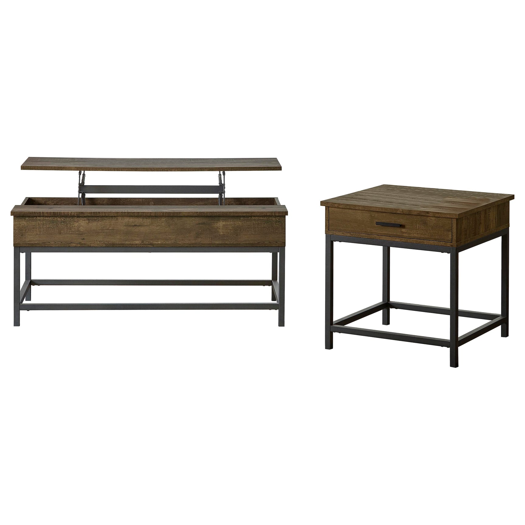 Byers 2-piece Lift Top Coffee and End Table Set Brown Oak - Tampa Furniture Outlet