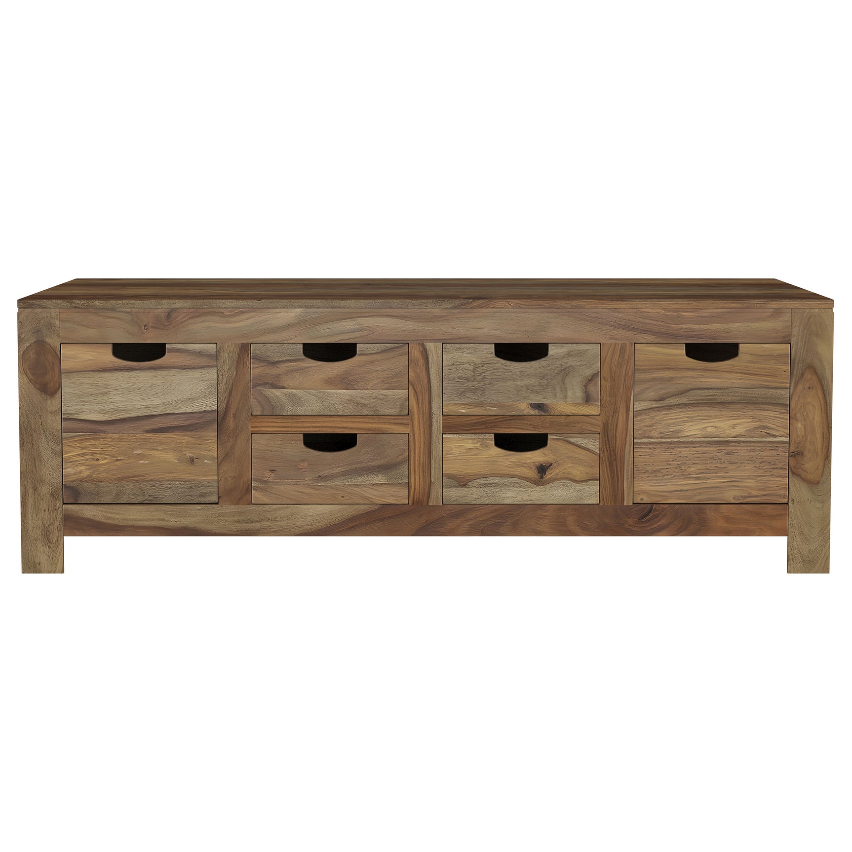 Esther 6-drawer Solid Wood Coffee Table Natural Sheesham - Tampa Furniture Outlet