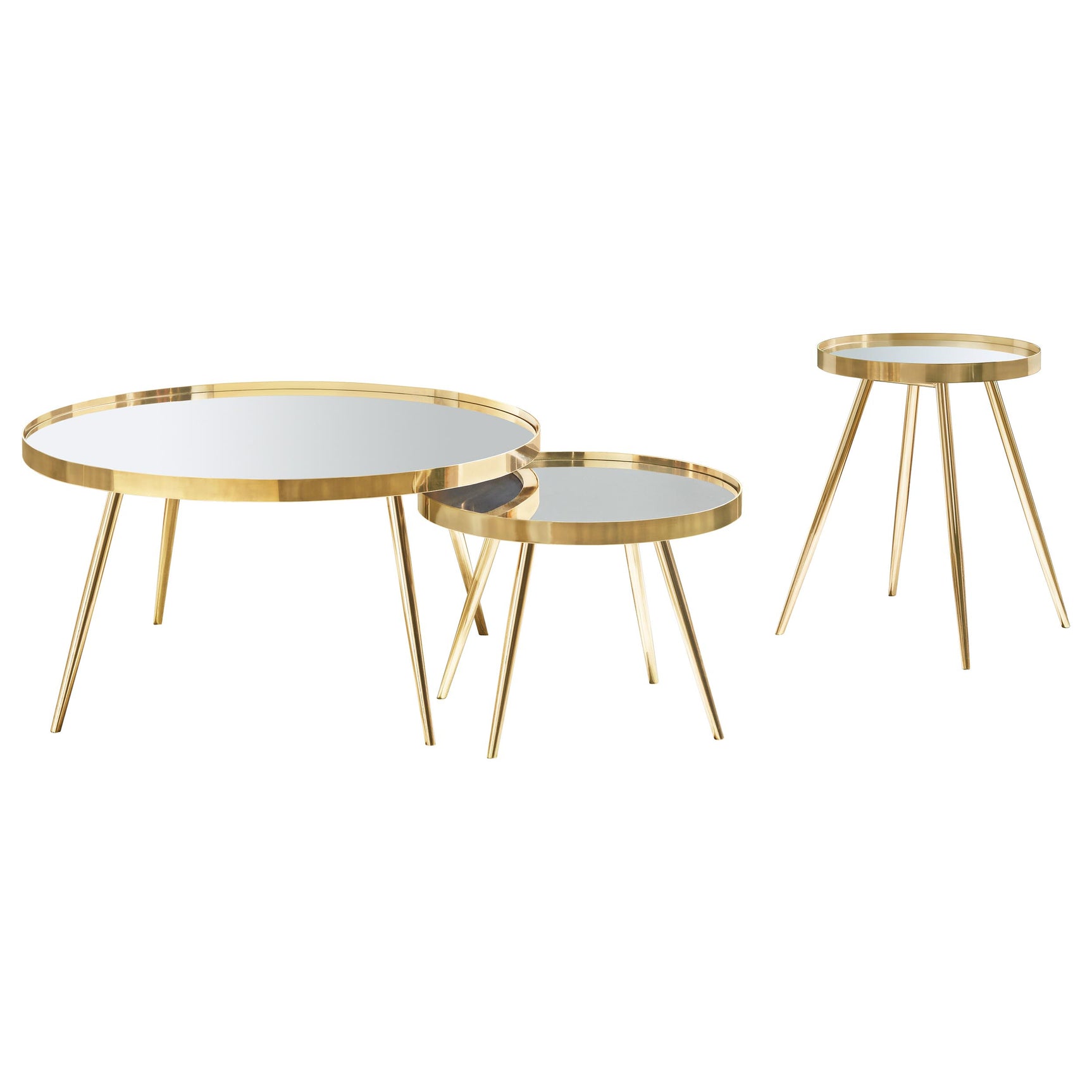 Kaelyn 3-piece Round Coffee and End Table Set Gold - Tampa Furniture Outlet