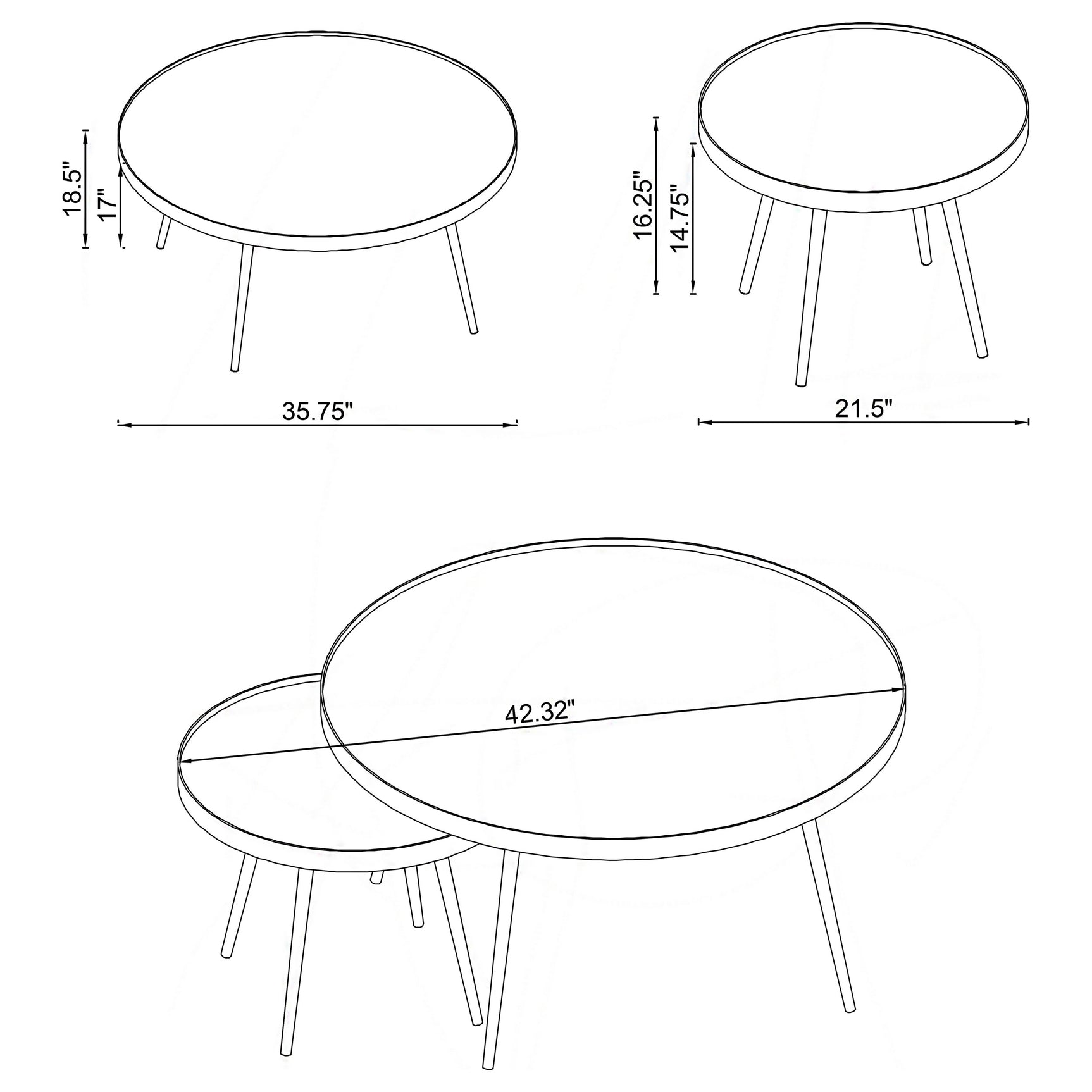 Kaelyn 2-piece Round Mirror Top Nesting Coffee Table Gold - Tampa Furniture Outlet