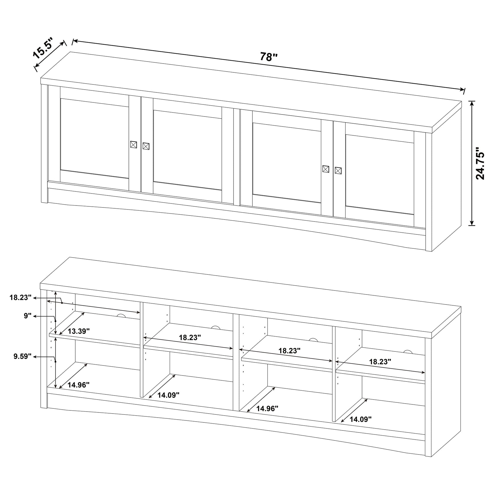 Laughlin 4-door Engineered Wood 78-inch TV Stand White - Tampa Furniture Outlet