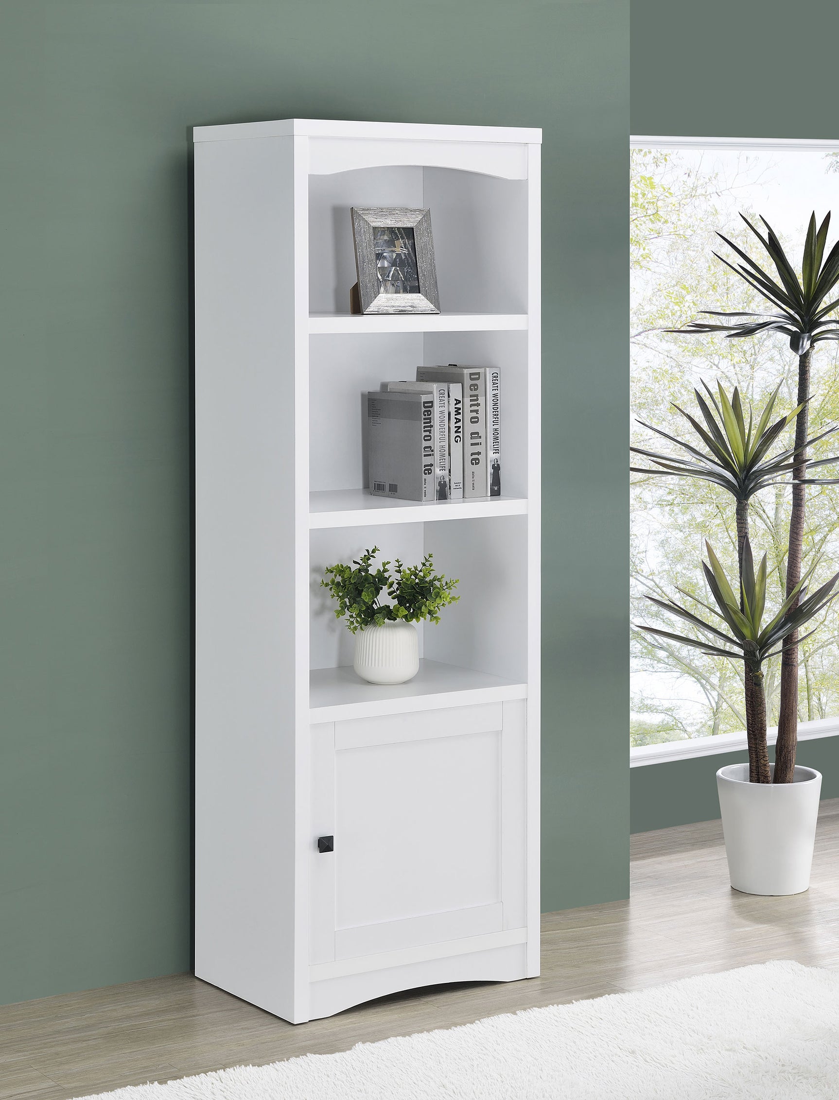 Laughlin 4-shelf Engineered Wood Media Tower White - Tampa Furniture Outlet