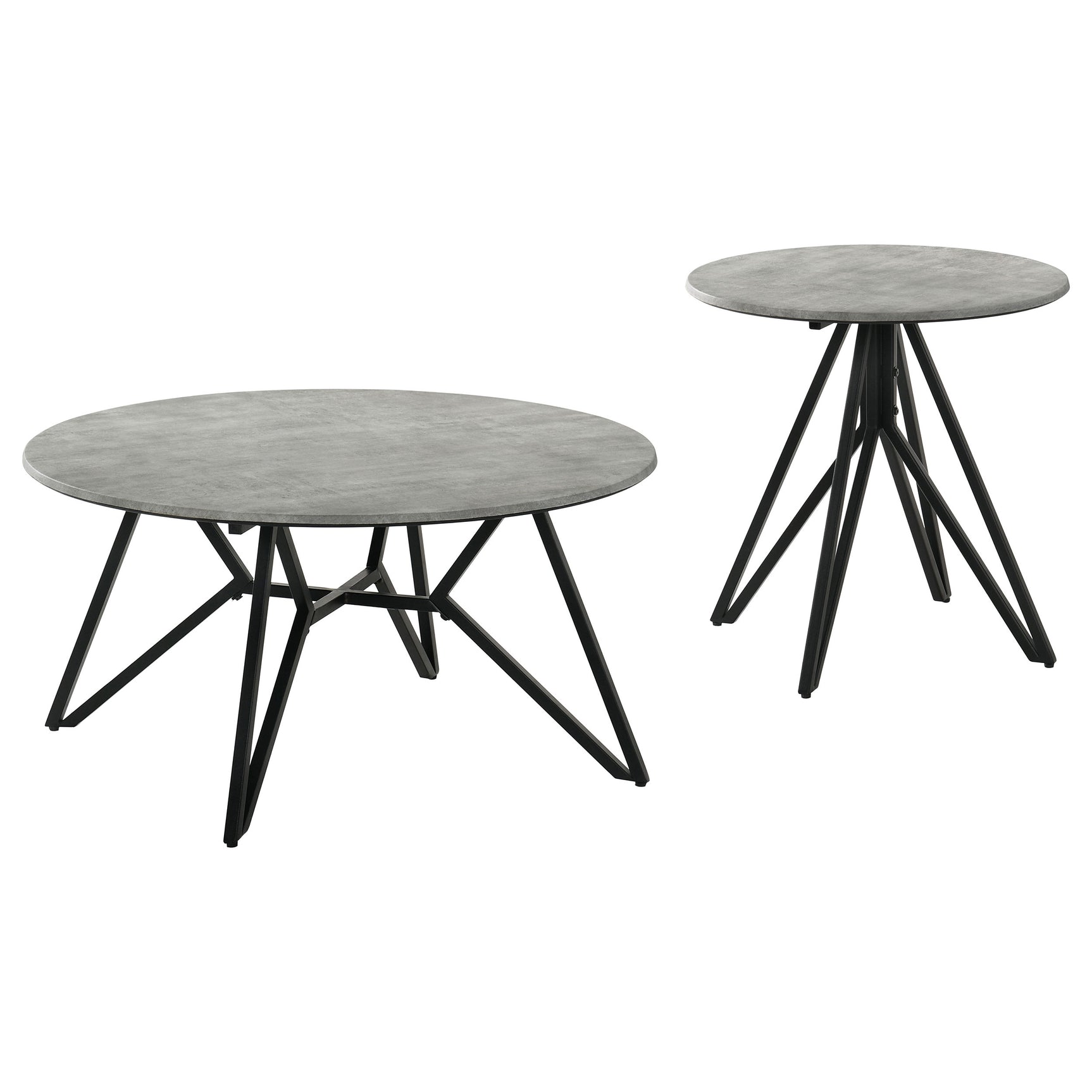 Hadi 2-piece Round SmartTop Coffee and End Table Set Cement - Tampa Furniture Outlet