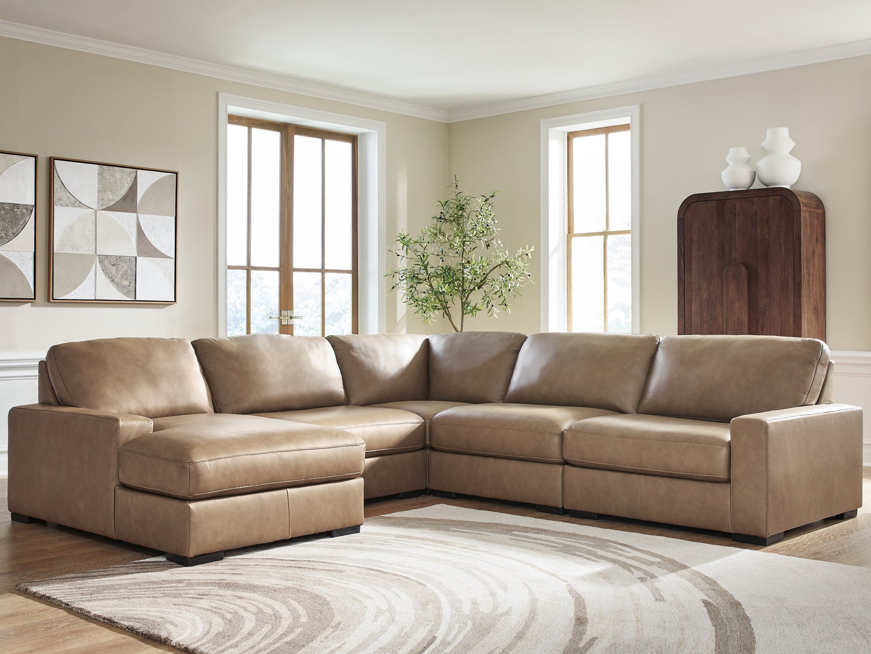 Tampa Furniture Outlet - Ashley Furniture - Veronella Sectional - RAF 5-Piece Sectional with Chaise / Sahara - 76106S12