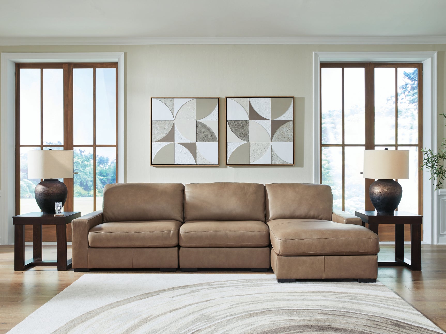 Tampa Furniture Outlet - Ashley Furniture - Veronella Sectional - RAF 3-Piece Sectional with Chaise / Sahara - 76106S6