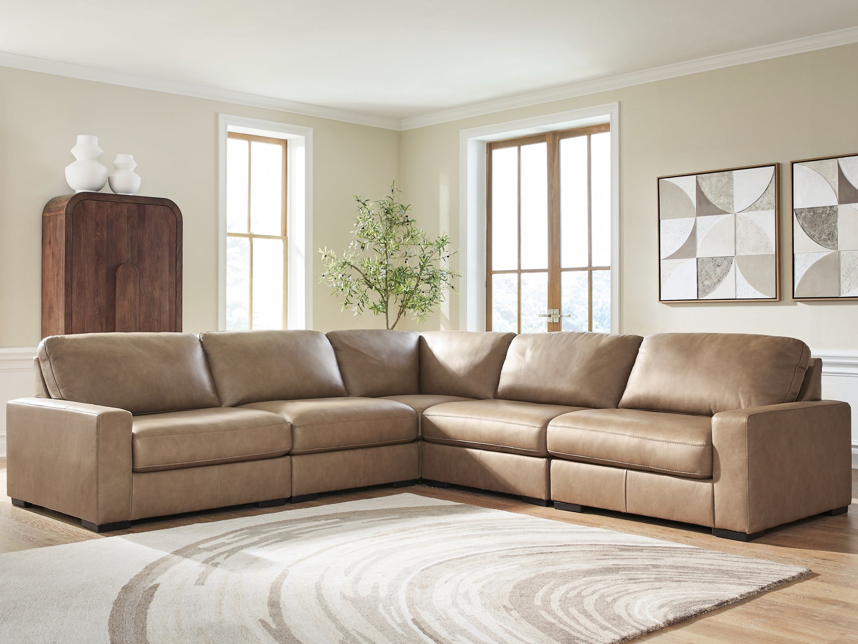 Tampa Furniture Outlet - Ashley Furniture - Veronella Sectional - RAF 5-Piece Sectional / Sahara - 76106S17