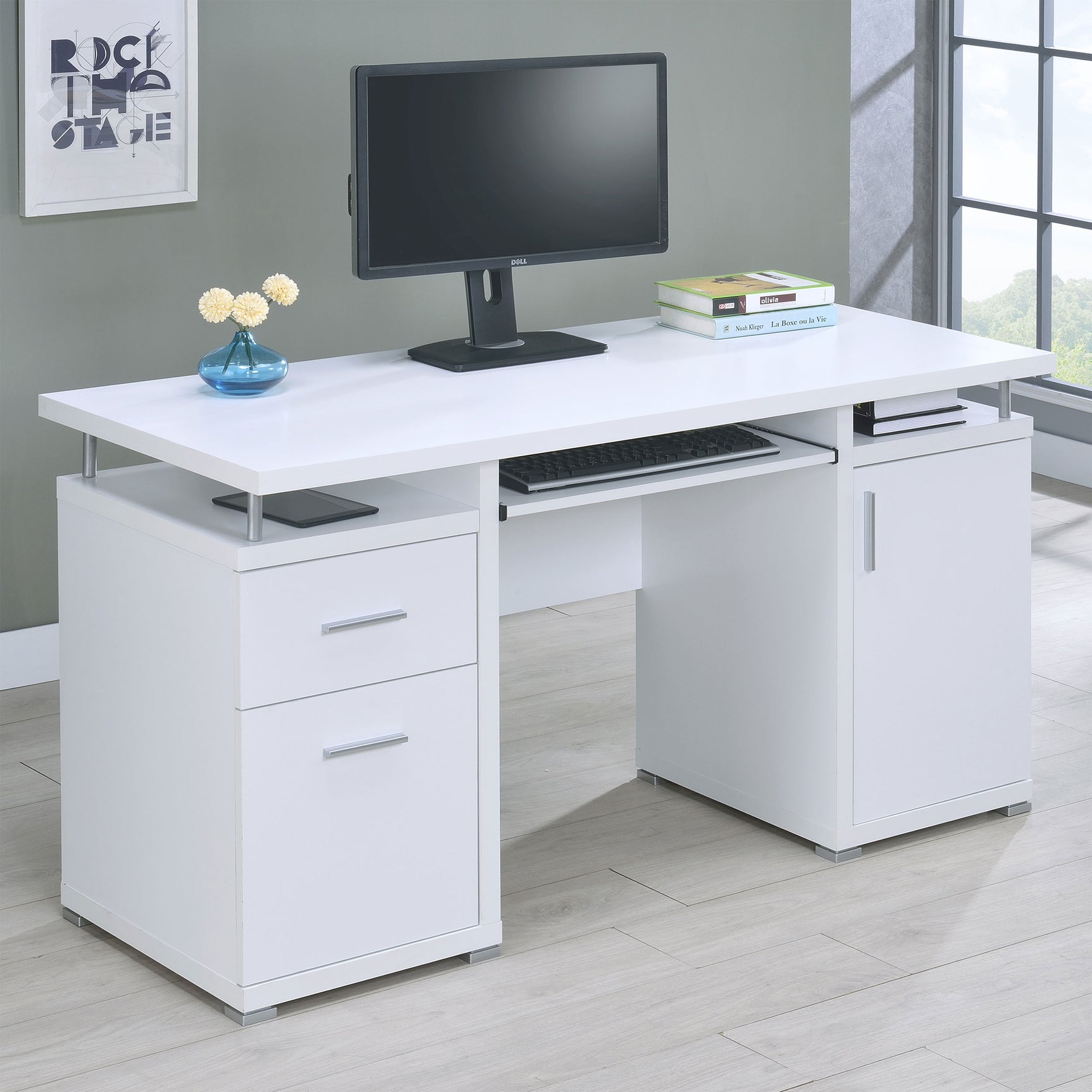 Tracy 55-inch 2-drawer Office Computer Desk White - Tampa Furniture Outlet