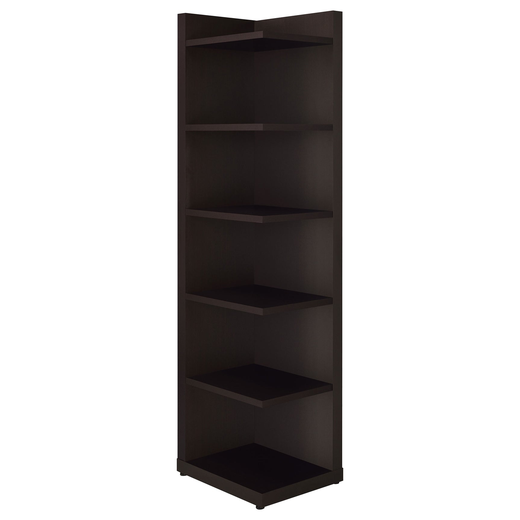 Alder 71-inch 6-shelf Corner Bookcase Cappuccino - Tampa Furniture Outlet