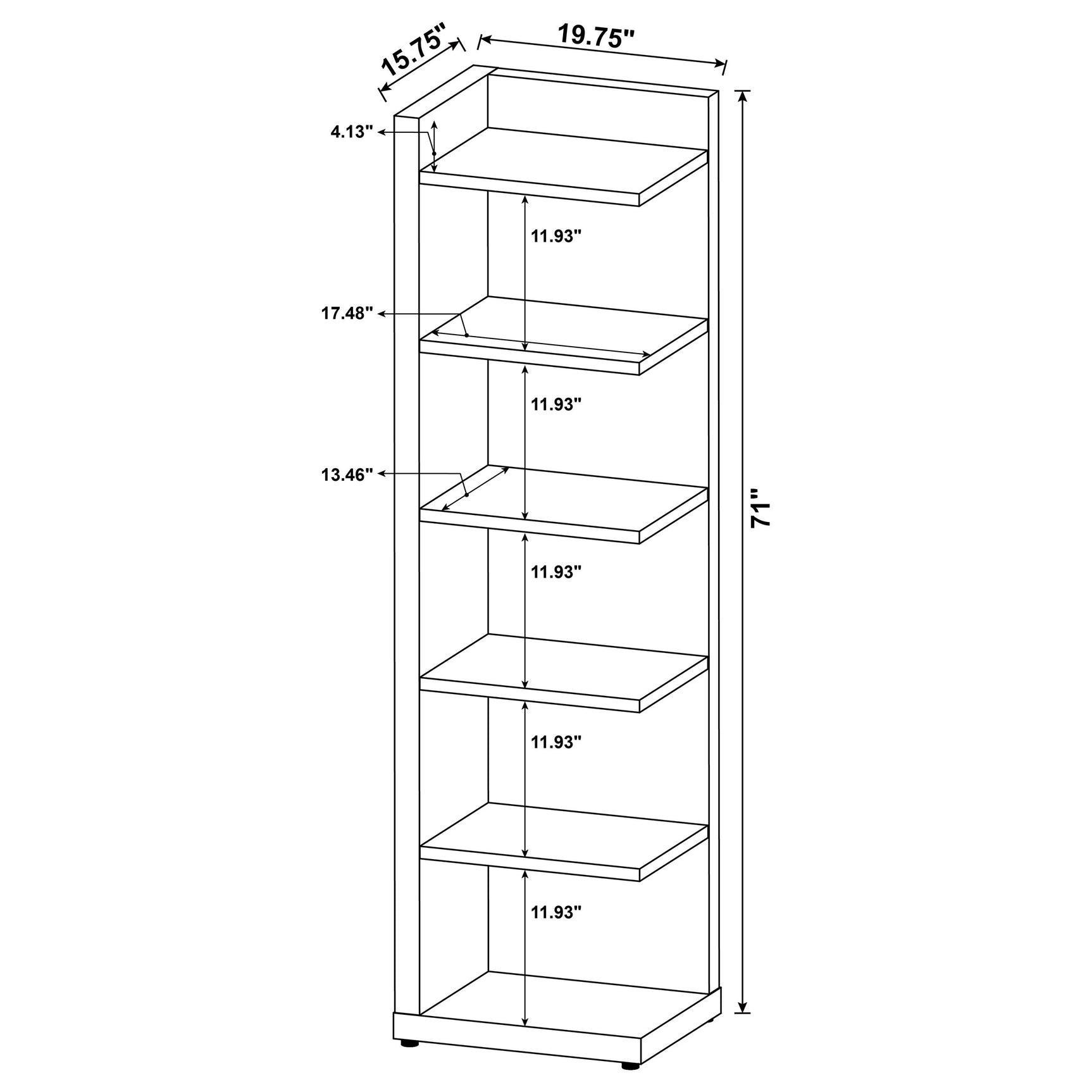 Alder 71-inch 6-shelf Corner Bookcase Cappuccino - Tampa Furniture Outlet
