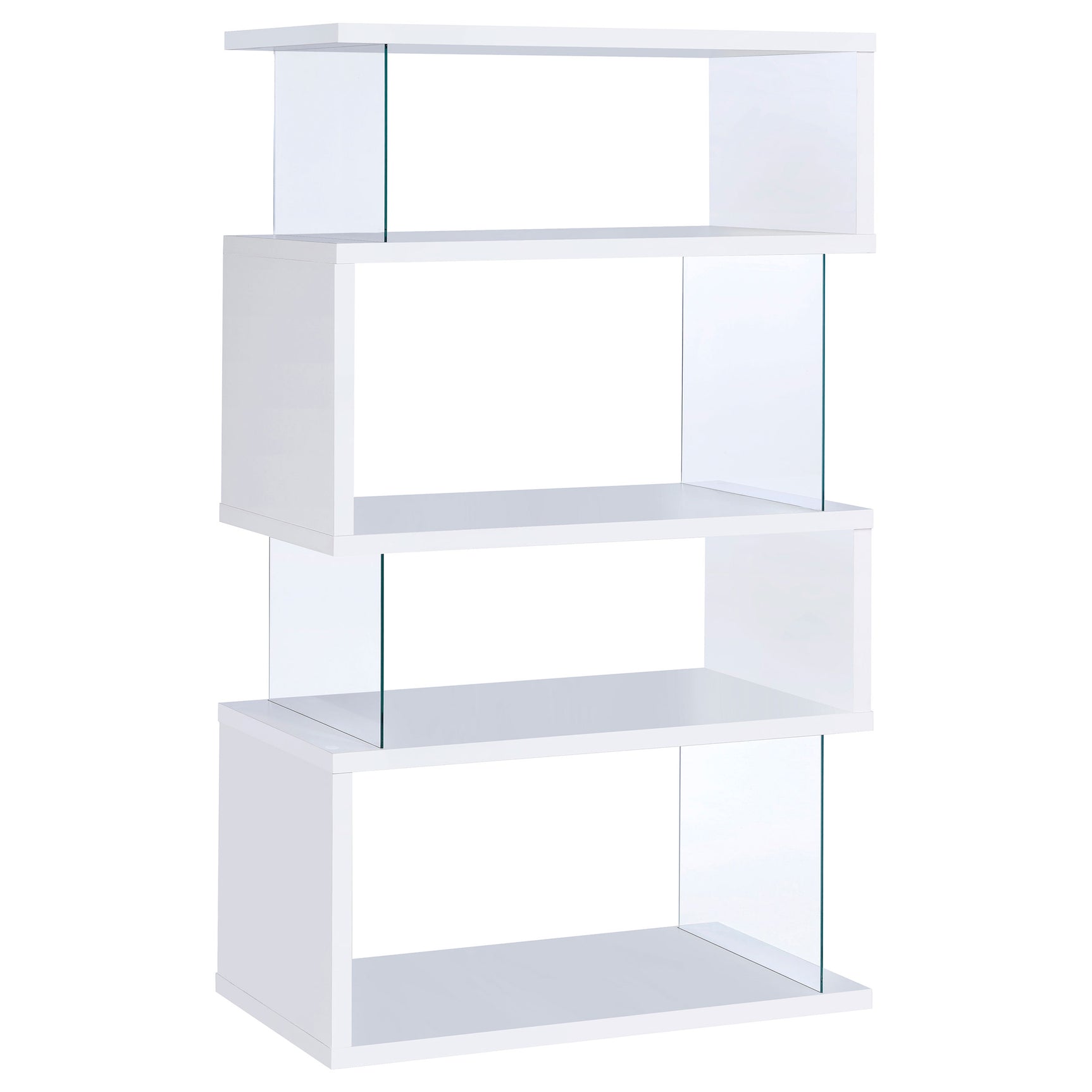 Tampa Furniture Outlet - Coaster - Emelle 63-inch 4-shelf Glass Panel Bookshelf White - 800300
