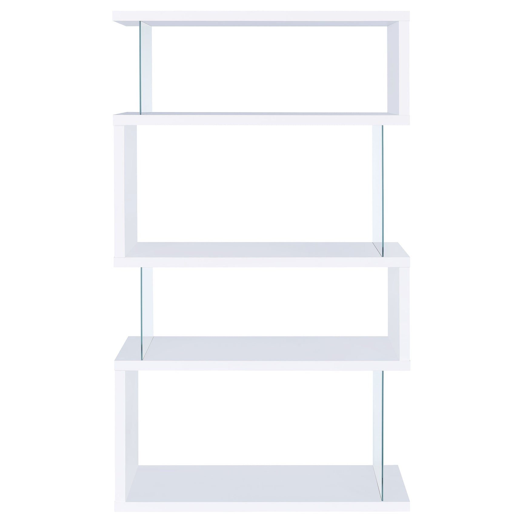 Emelle 63-inch 4-shelf Glass Panel Bookshelf White - Tampa Furniture Outlet