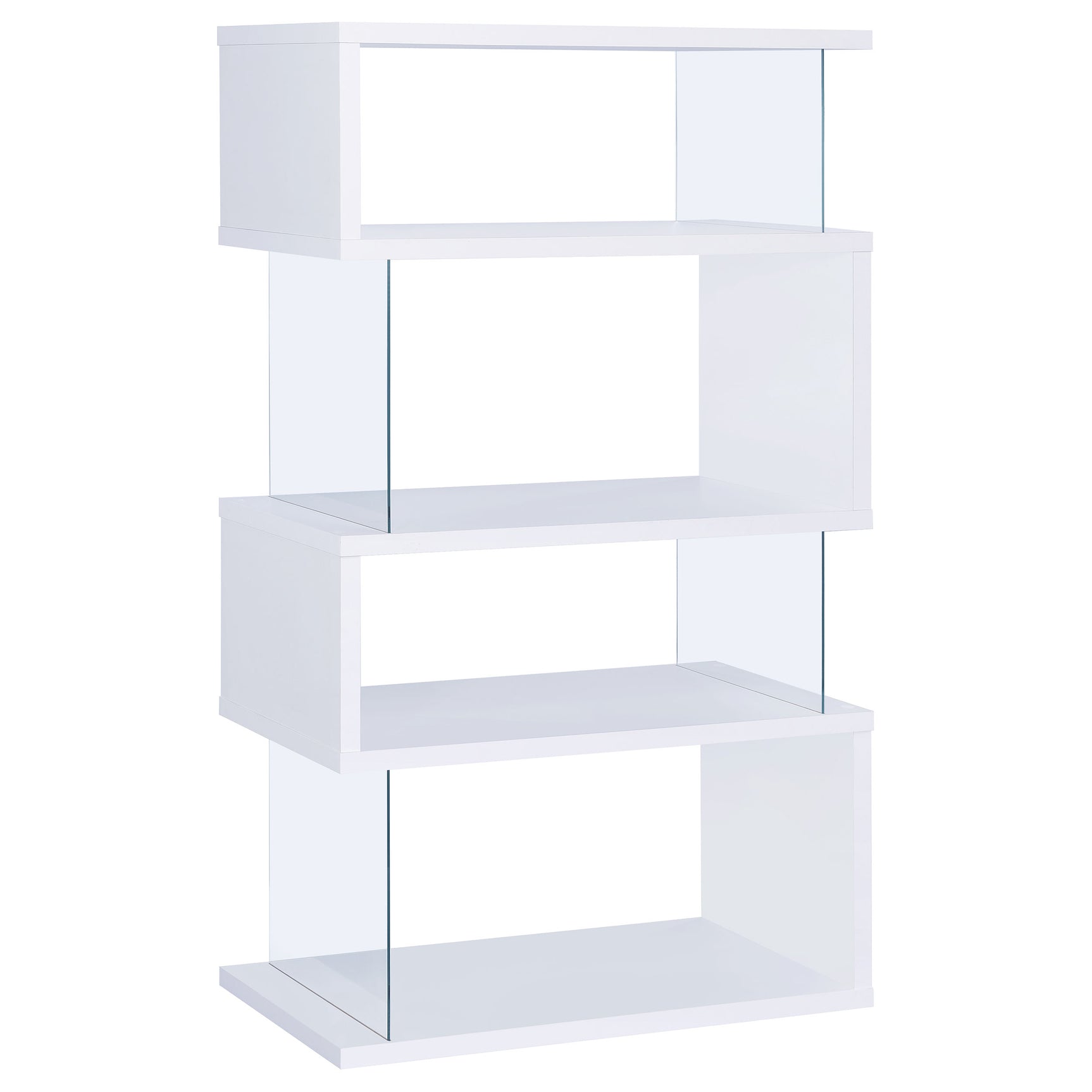 Emelle 63-inch 4-shelf Glass Panel Bookshelf White - Tampa Furniture Outlet