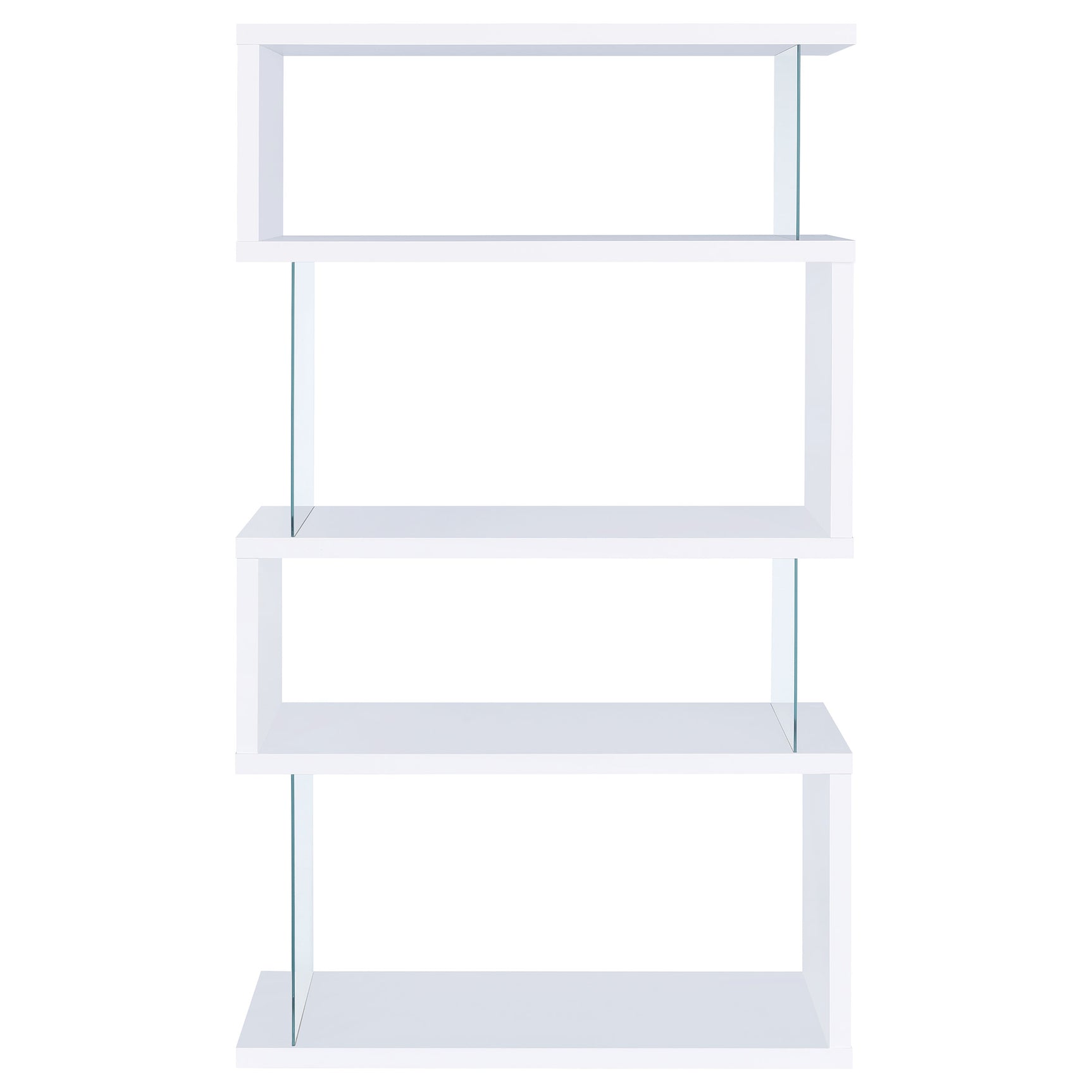 Emelle 63-inch 4-shelf Glass Panel Bookshelf White - Tampa Furniture Outlet