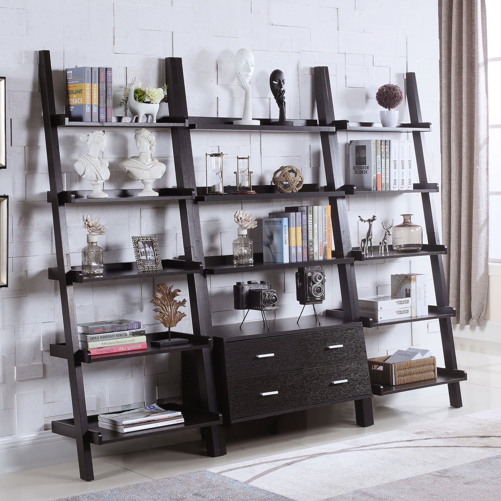 Colella 72-inch 5-shelf Storage Ladder Bookshelf Cappuccino - Tampa Furniture Outlet
