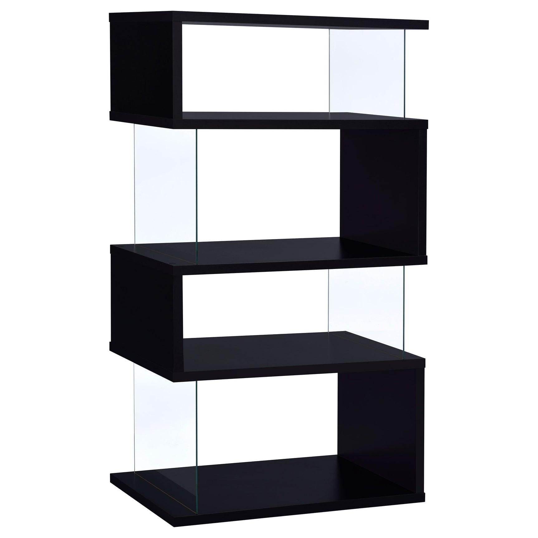 Tampa Furniture Outlet - Coaster - Emelle 63-inch 4-shelf Glass Panel Bookshelf Black - 800340