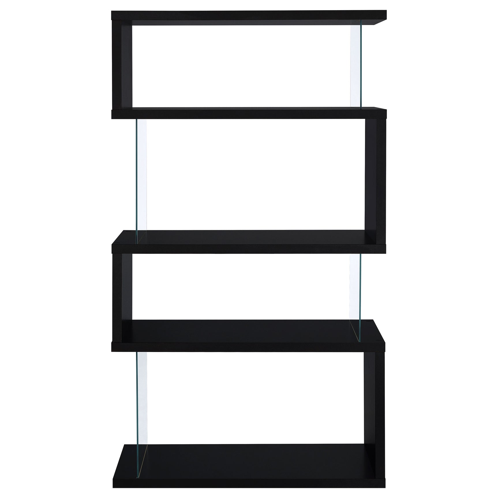 Emelle 63-inch 4-shelf Glass Panel Bookshelf Black - Tampa Furniture Outlet