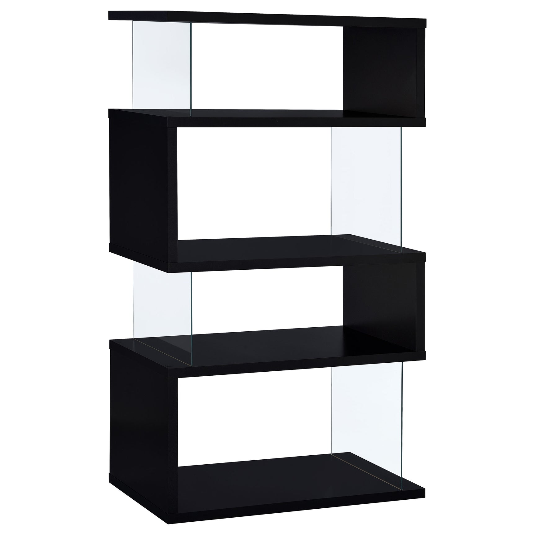 Emelle 63-inch 4-shelf Glass Panel Bookshelf Black - Tampa Furniture Outlet