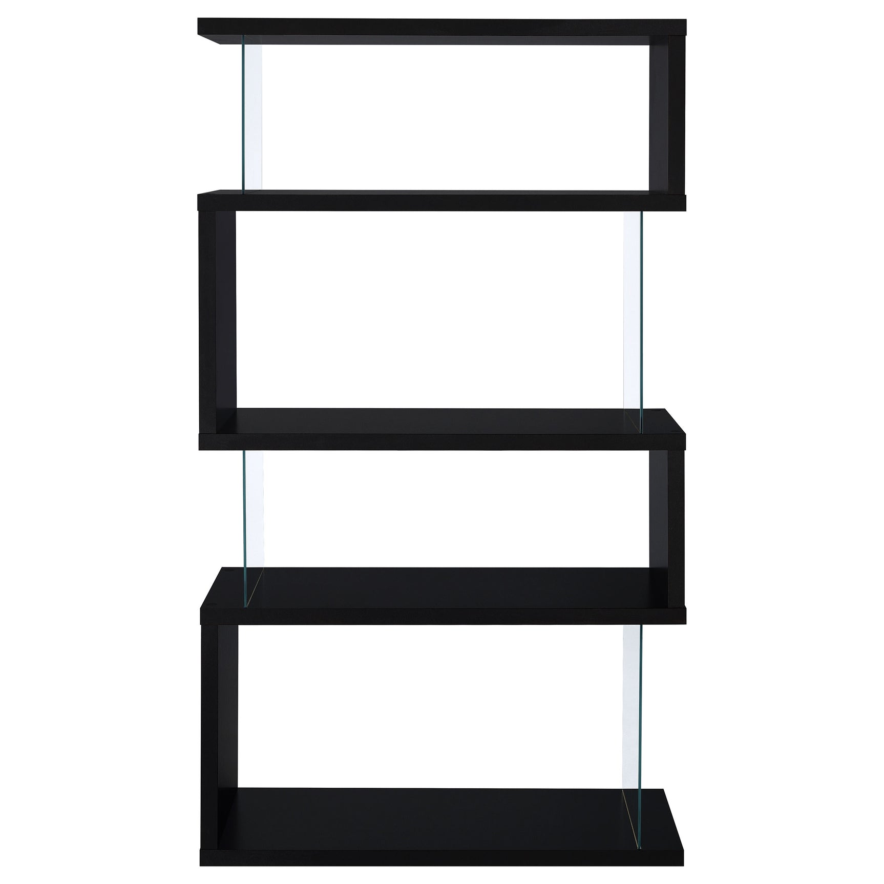 Emelle 63-inch 4-shelf Glass Panel Bookshelf Black - Tampa Furniture Outlet