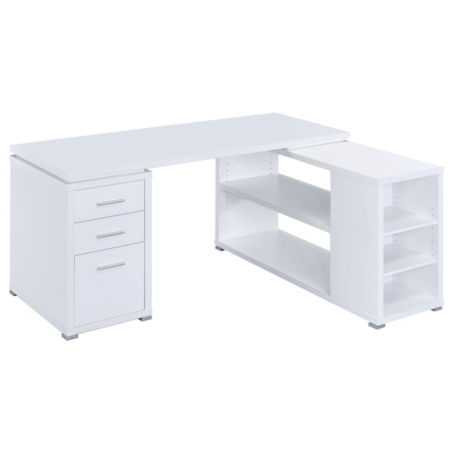 Tampa Furniture Outlet - Coaster - Yvette 60-inch 3-drawer L-Shape Computer Desk White - 800516