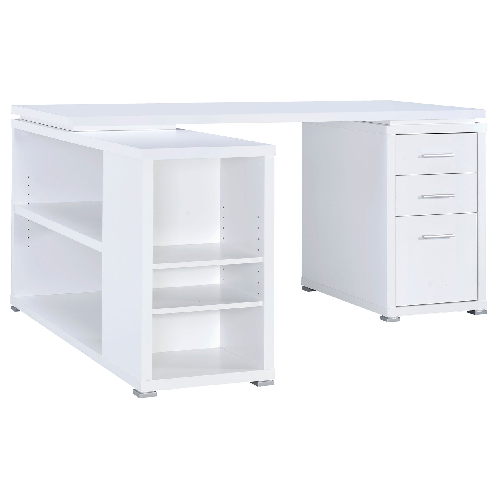 Yvette 60-inch 3-drawer L-Shape Computer Desk White - Tampa Furniture Outlet