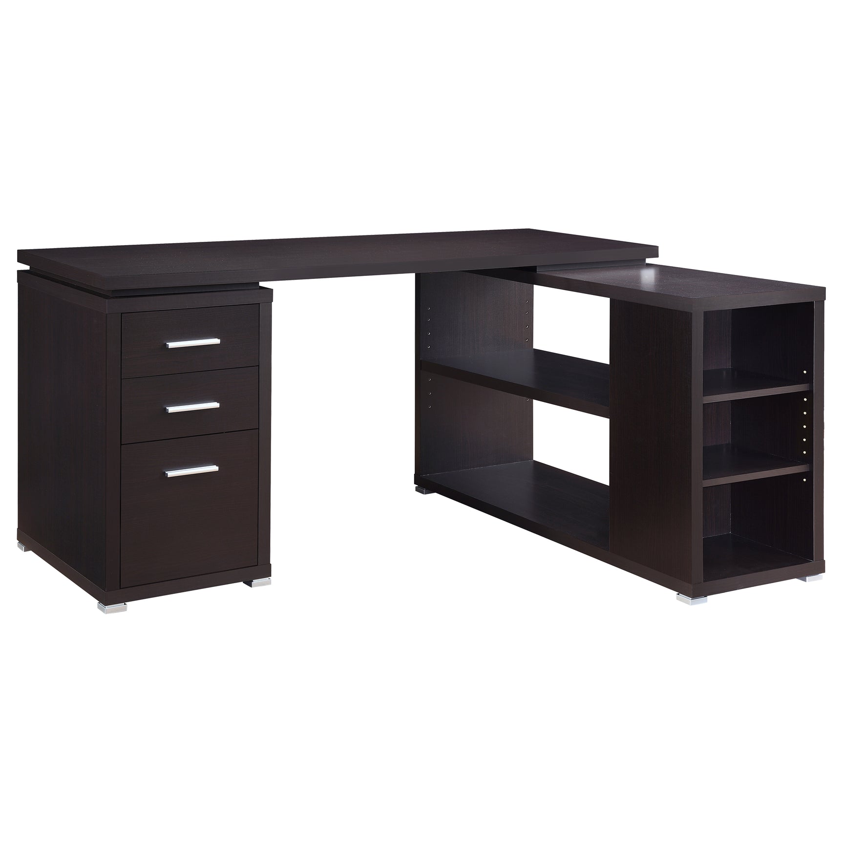Tampa Furniture Outlet - Coaster - Yvette 60-inch 3-drawer L-Shape Computer Desk Cappuccino - 800517