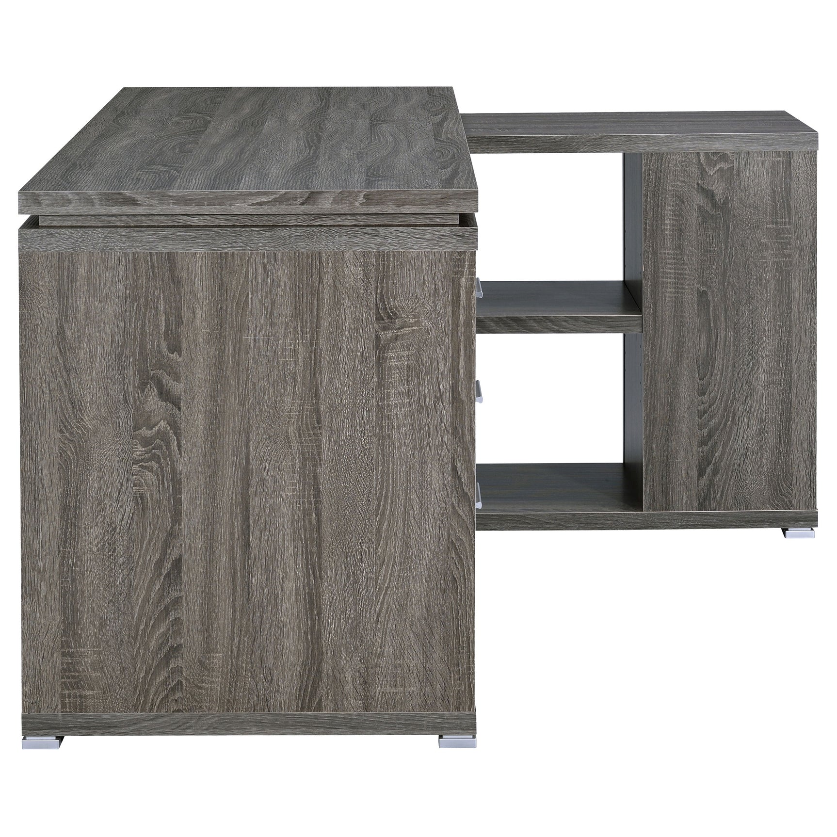 Yvette 60-inch 3-drawer L-Shape Computer Desk Weathered Grey - Tampa Furniture Outlet