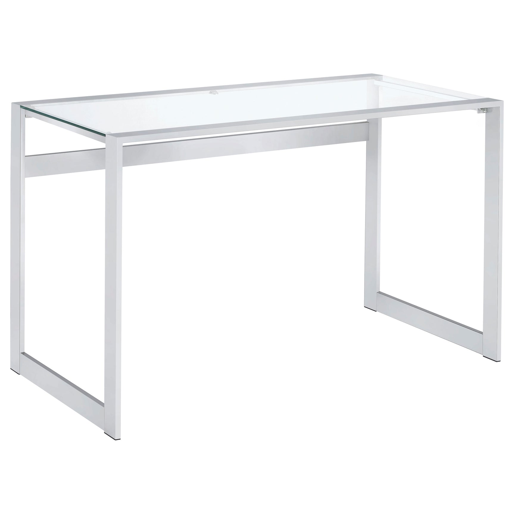 Tampa Furniture Outlet - Coaster - Hartford 47-inch Glass Top Writing Desk Chrome - 800746