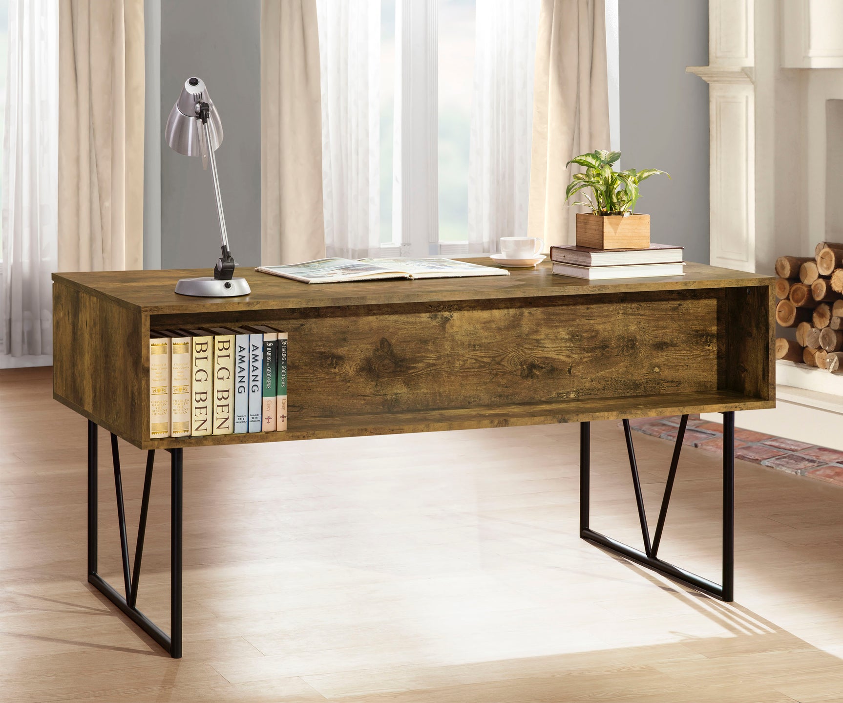 Analiese 63-inch 4-drawer Writing Desk Rustic Nutmeg