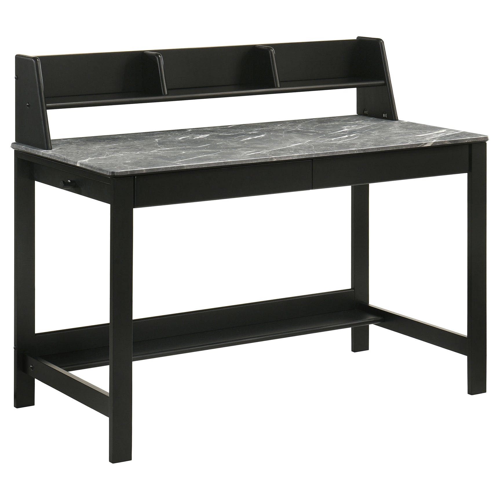 Tampa Furniture Outlet - Coaster - Besler 47-inch SmartTop Writing Desk with Shelf Grey Stone and Black - 801076