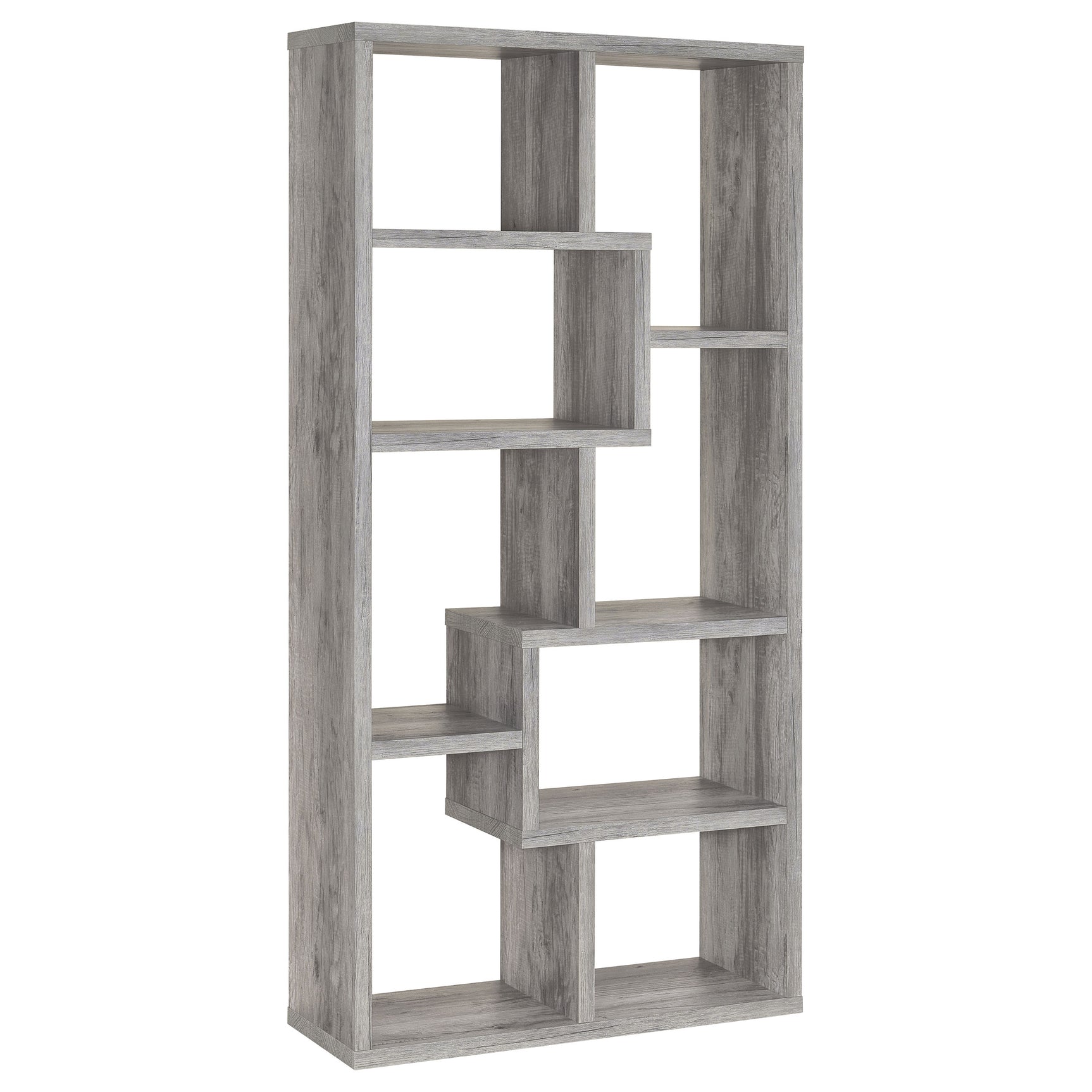 Tampa Furniture Outlet - Coaster - Theo 71-inch 6-shelf Bookshelf Grey Driftwood - 801137