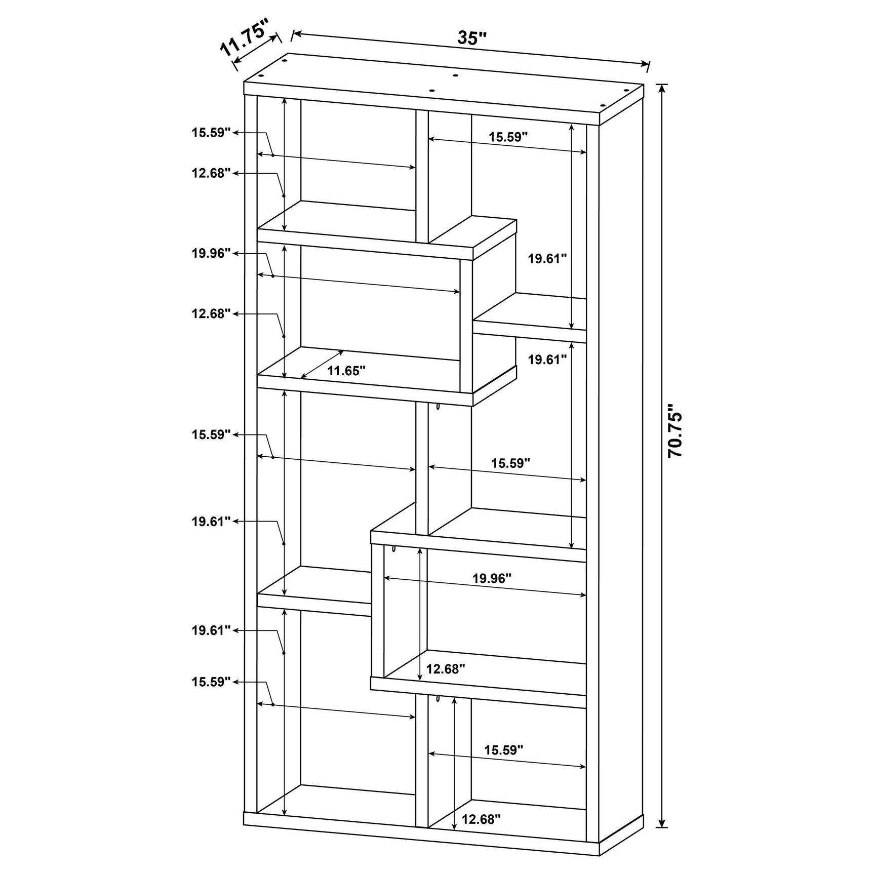 Theo 71-inch 6-shelf Bookshelf Grey Driftwood