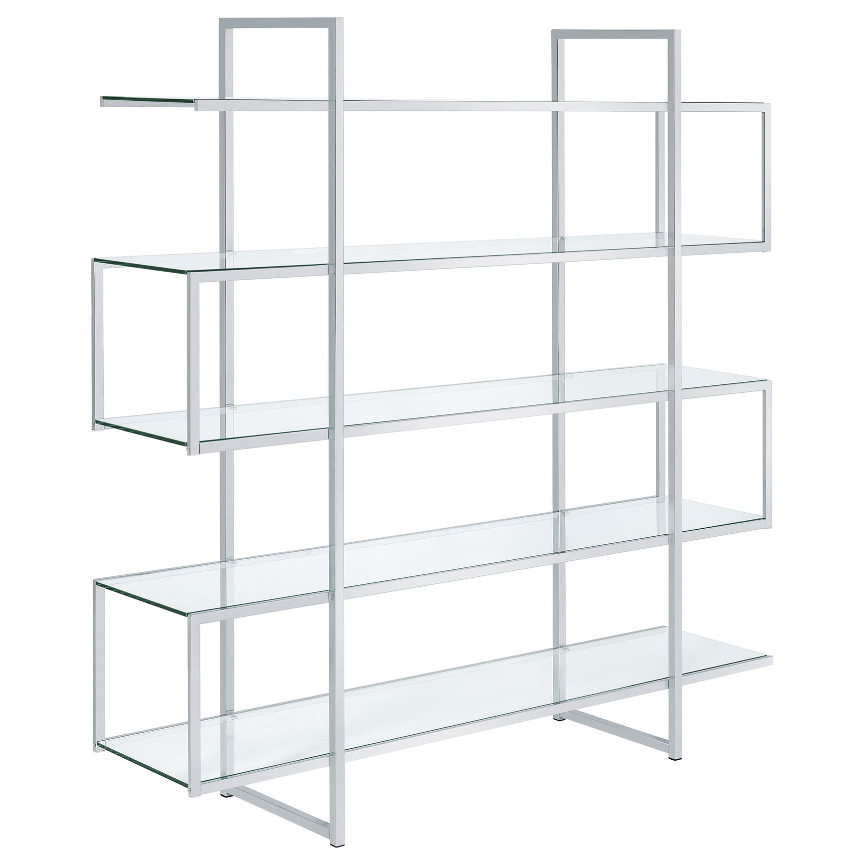 Tampa Furniture Outlet - Coaster - Elmer 63-inch 5-shelf Bookshelf Clear and Chrome - 801304
