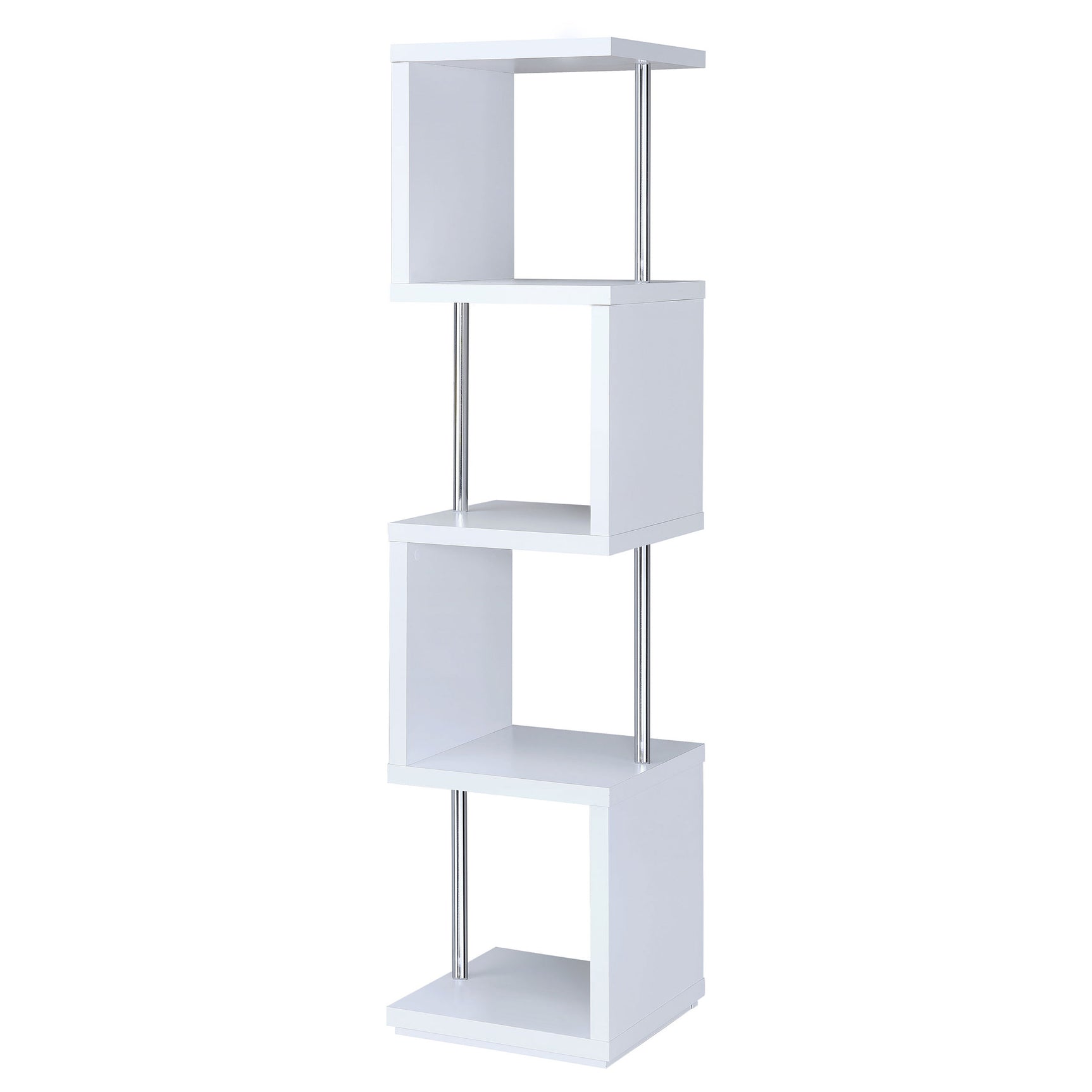 Tampa Furniture Outlet - Coaster - Baxter 67-inch 4-shelf Bookshelf White and Chrome - 801418